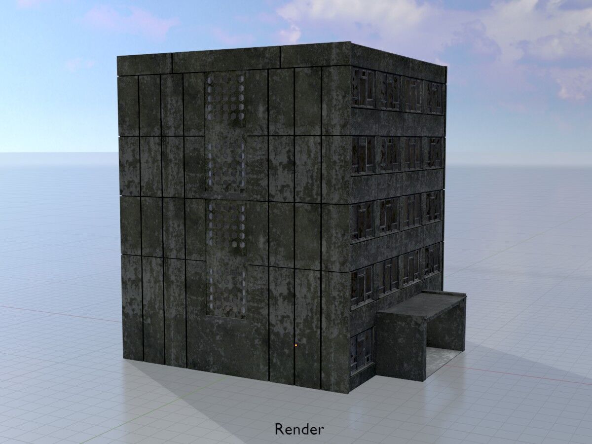 Old military barrack version 1 ruin 6 Low-poly 3D model_16