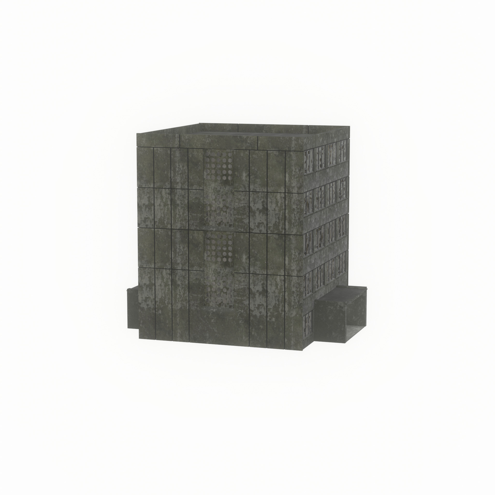 Old military barrack version 1 ruin 6 Low-poly 3D model_26