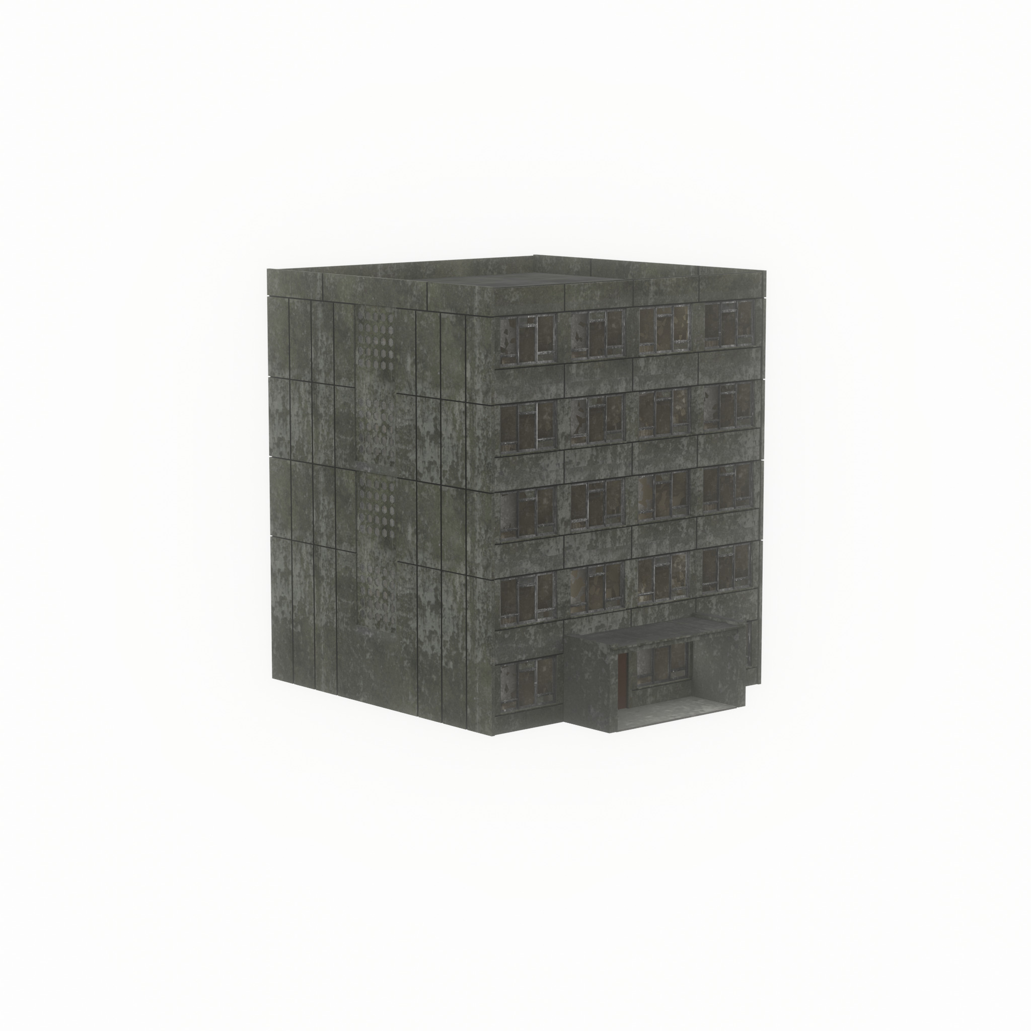 Old military barrack version 1 ruin 6 Low-poly 3D model_50
