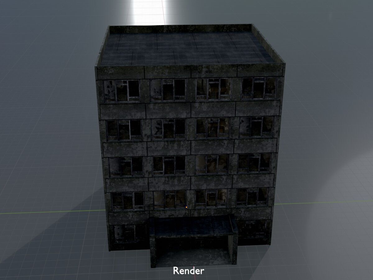 Old military barrack version 1 ruin 6 Low-poly 3D model_17