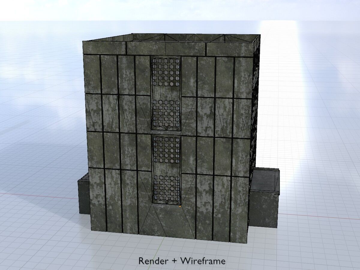 Old military barrack version 1 ruin 6 Low-poly 3D model_6