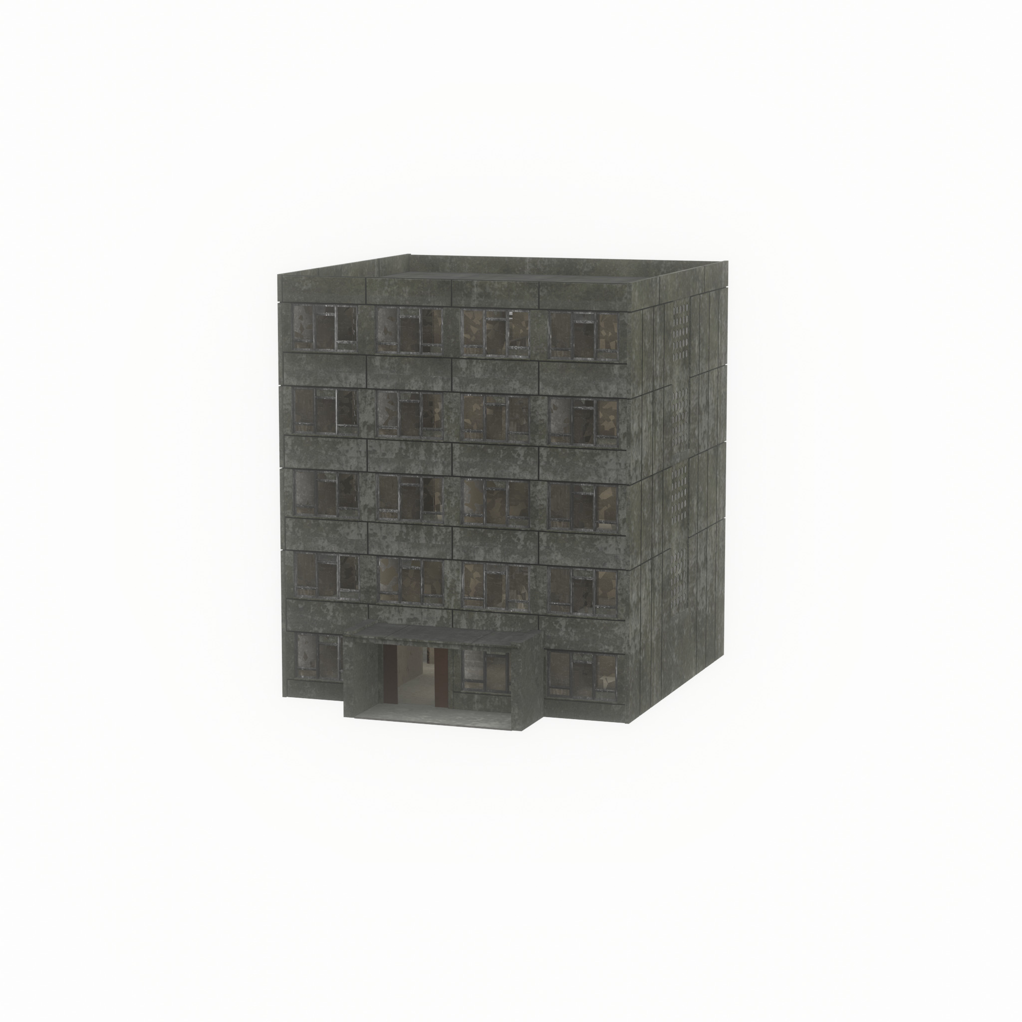 Old military barrack version 1 ruin 6 Low-poly 3D model_48