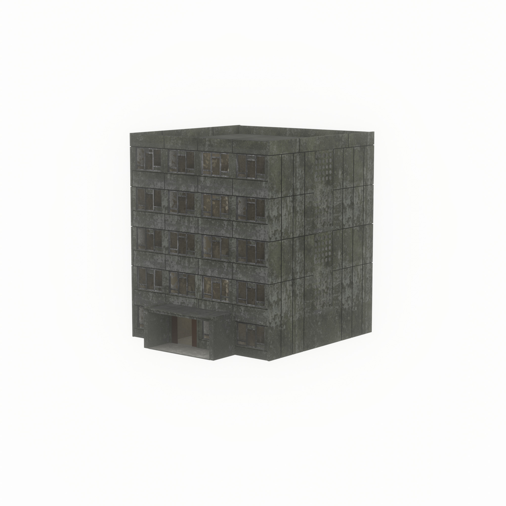Old military barrack version 1 ruin 6 Low-poly 3D model_55