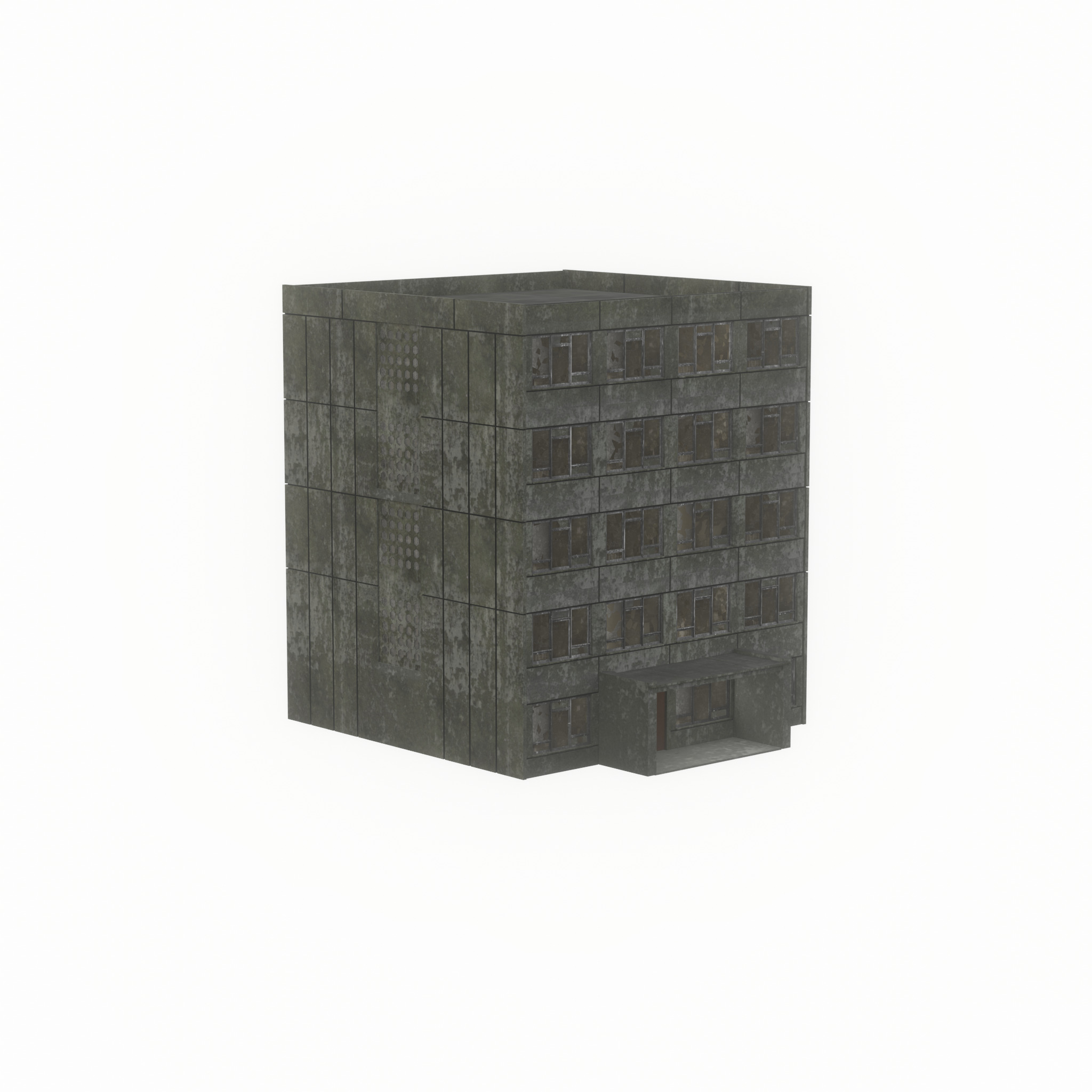 Old military barrack version 1 ruin 6 Low-poly 3D model_32