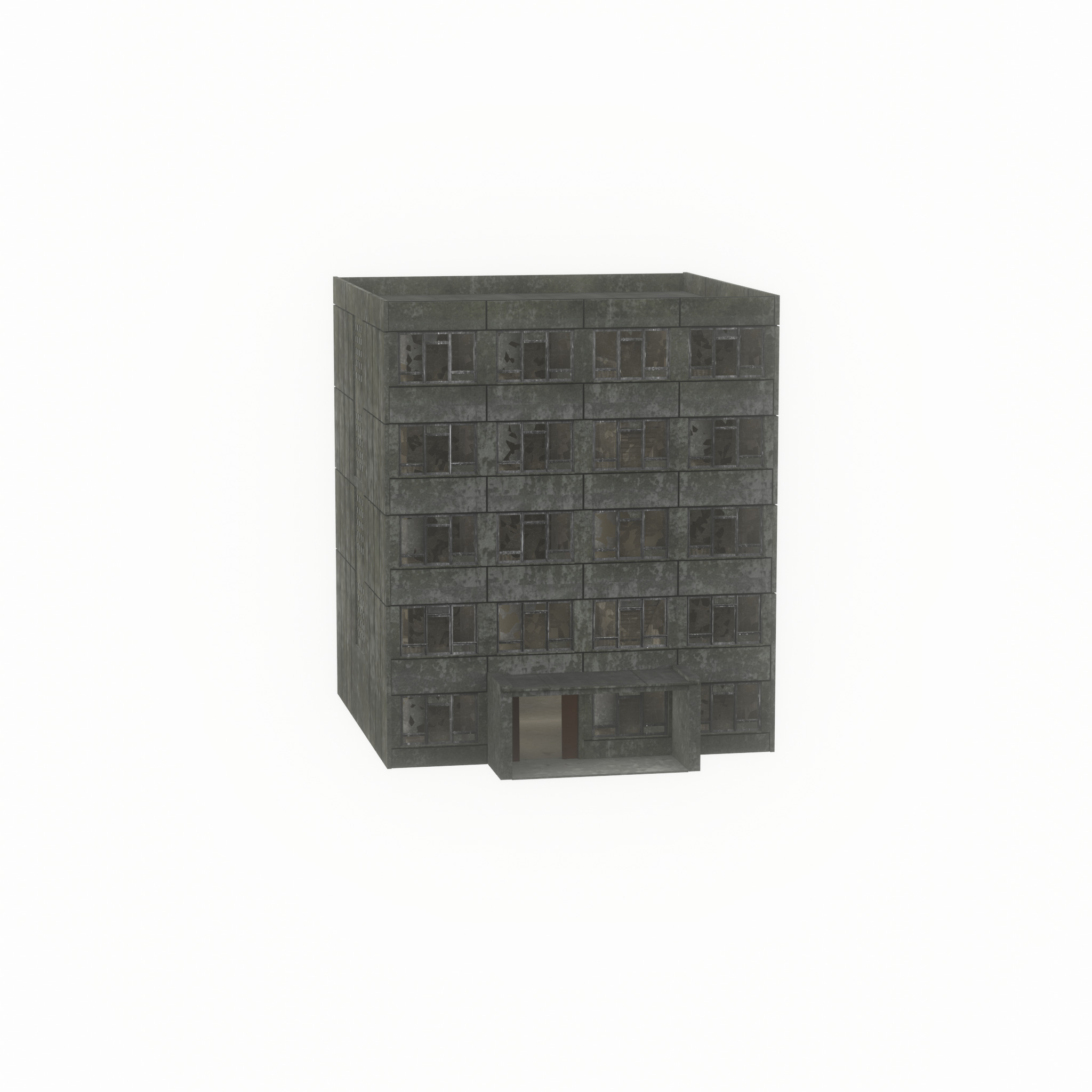 Old military barrack version 1 ruin 6 Low-poly 3D model_25