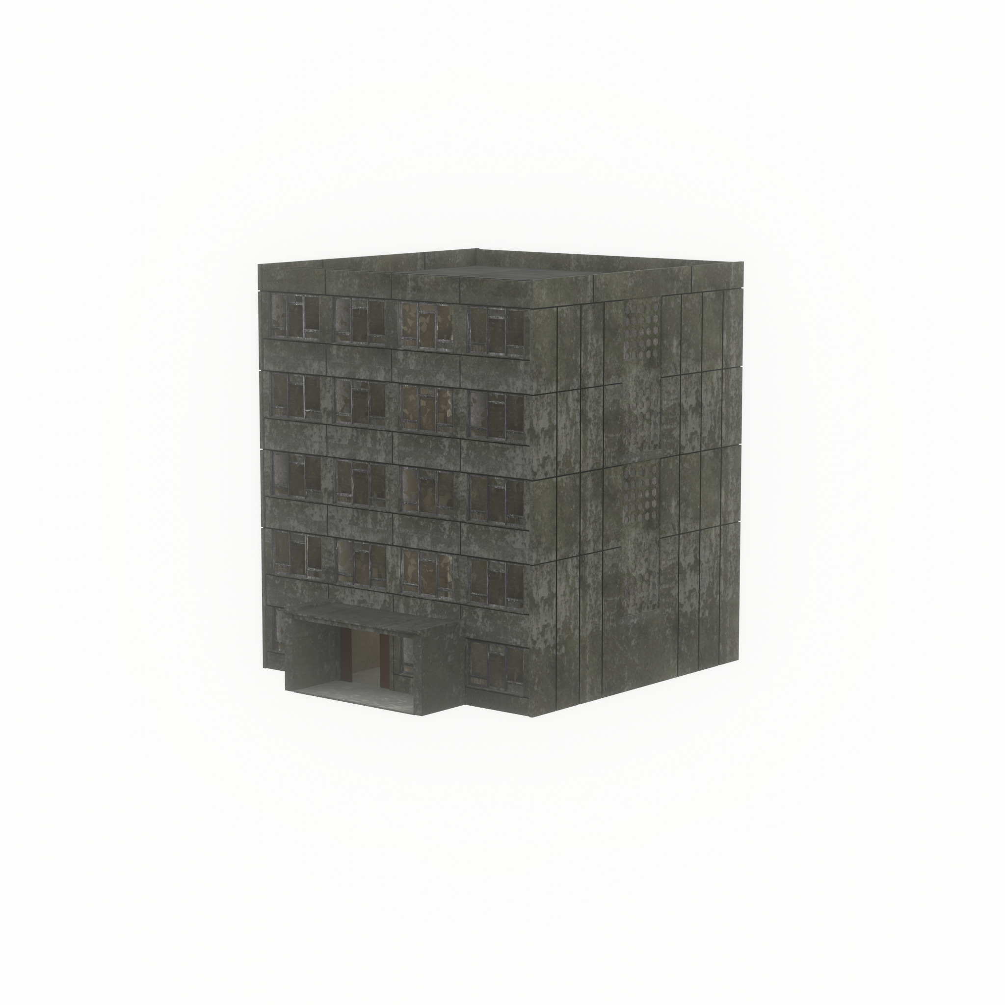 Old military barrack version 1 ruin 6 Low-poly 3D model_56