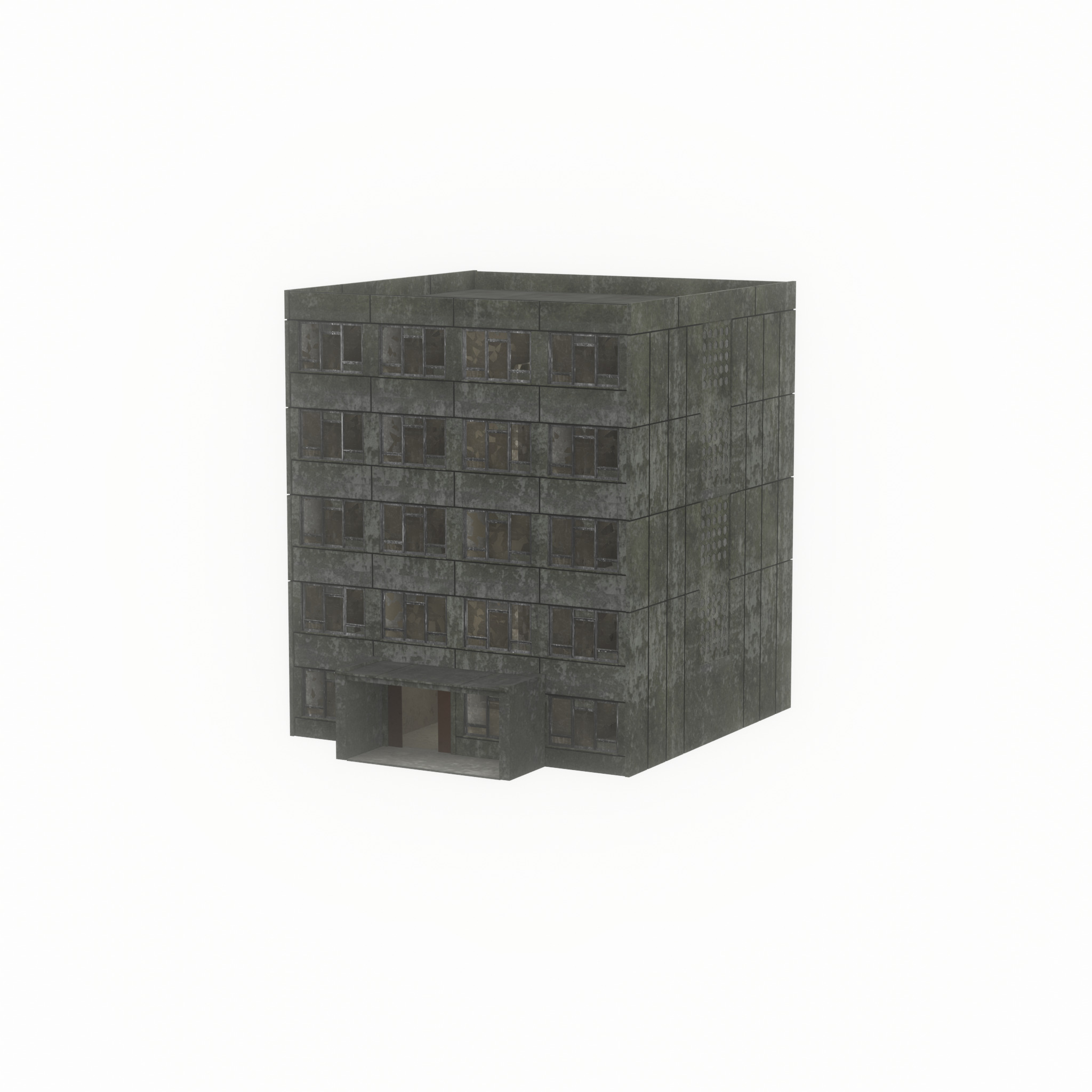 Old military barrack version 1 ruin 6 Low-poly 3D model_52
