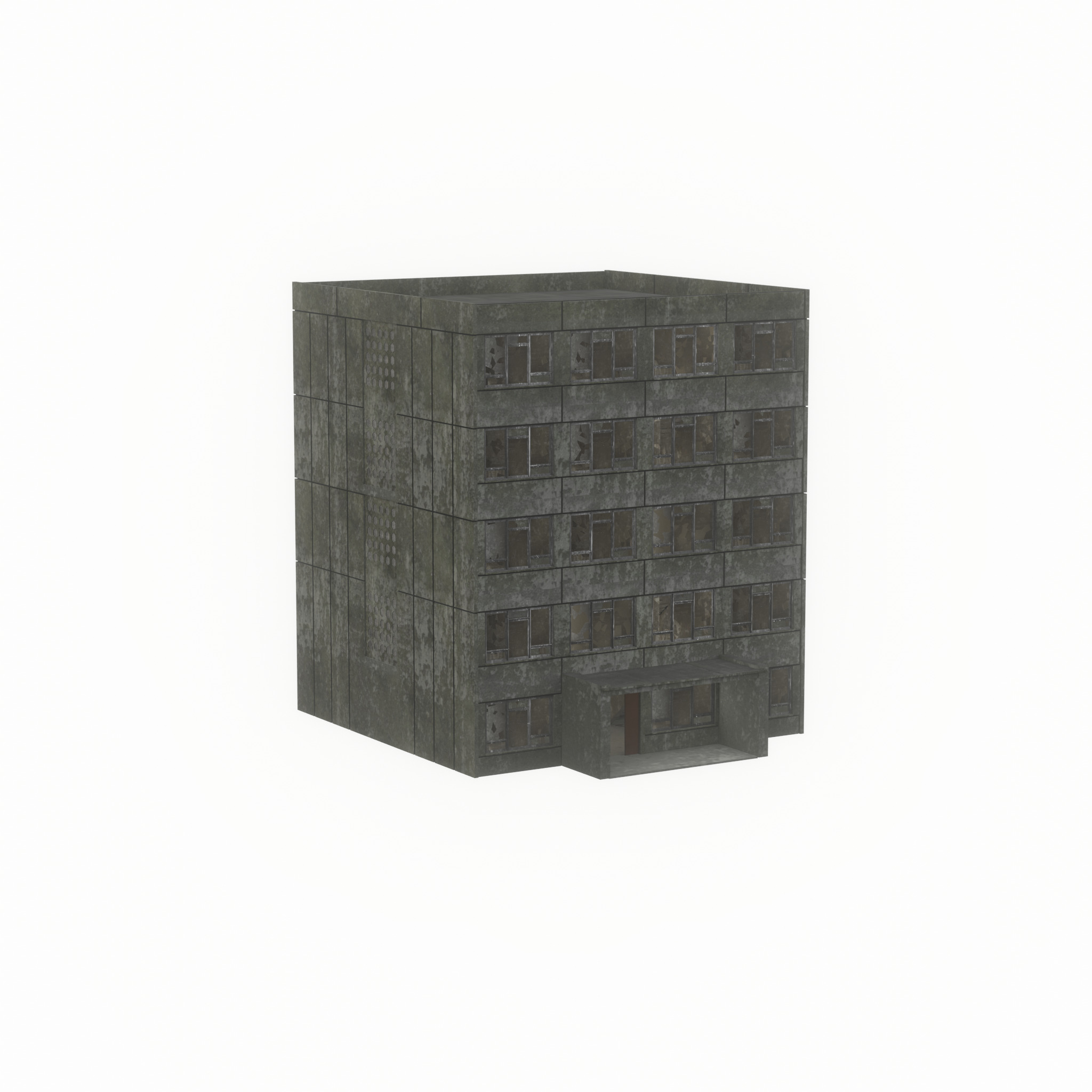 Old military barrack version 1 ruin 6 Low-poly 3D model_28
