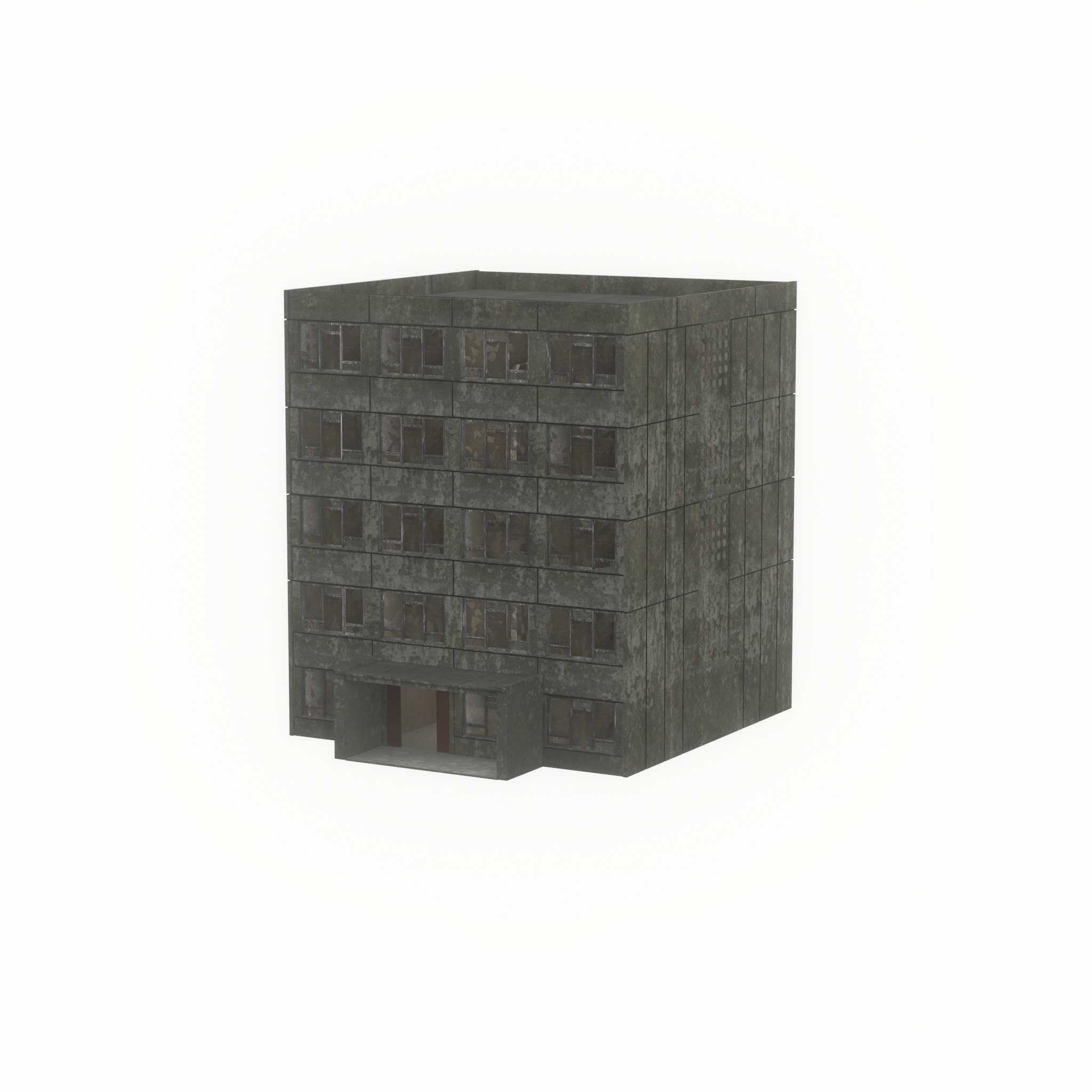 Old military barrack version 1 ruin 6 Low-poly 3D model_24