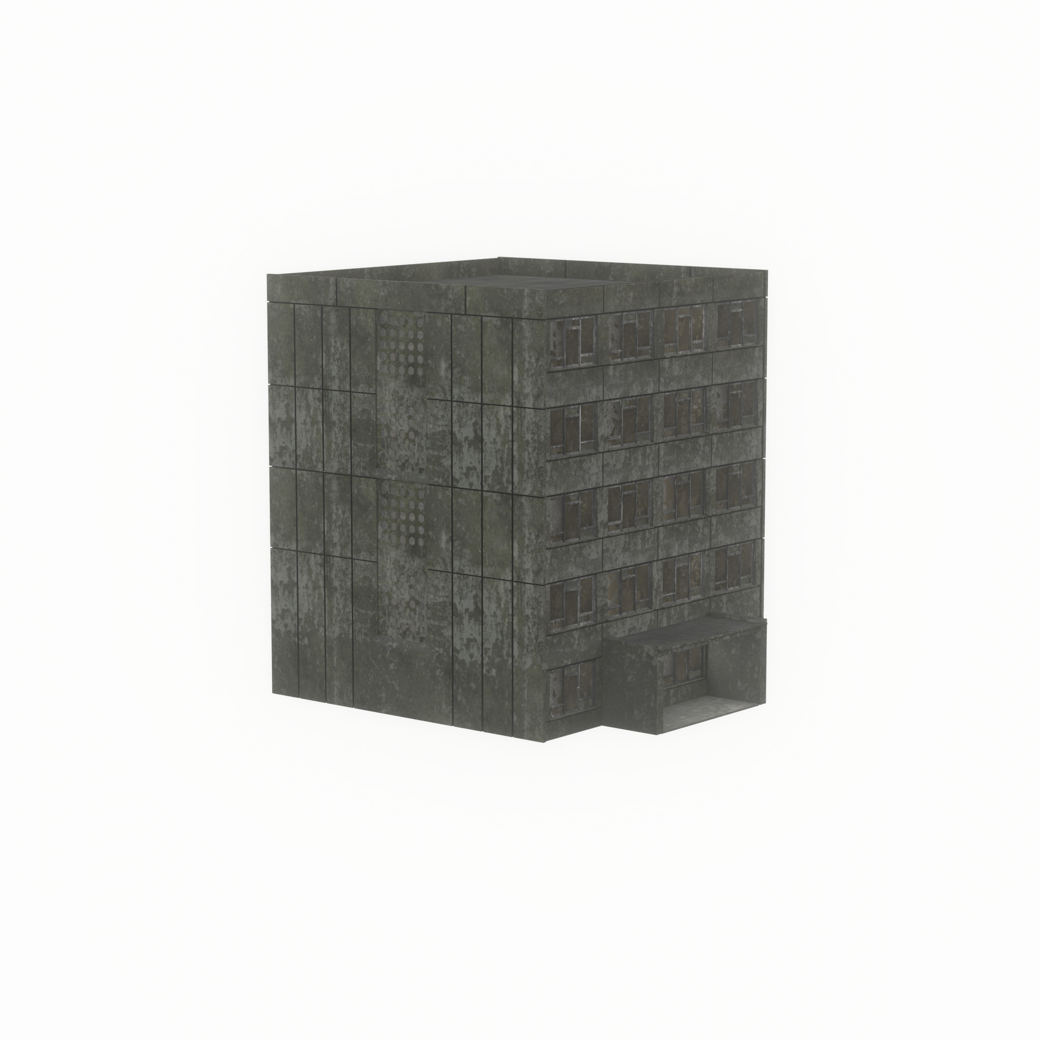 Old military barrack version 1 ruin 6 Low-poly 3D model_53
