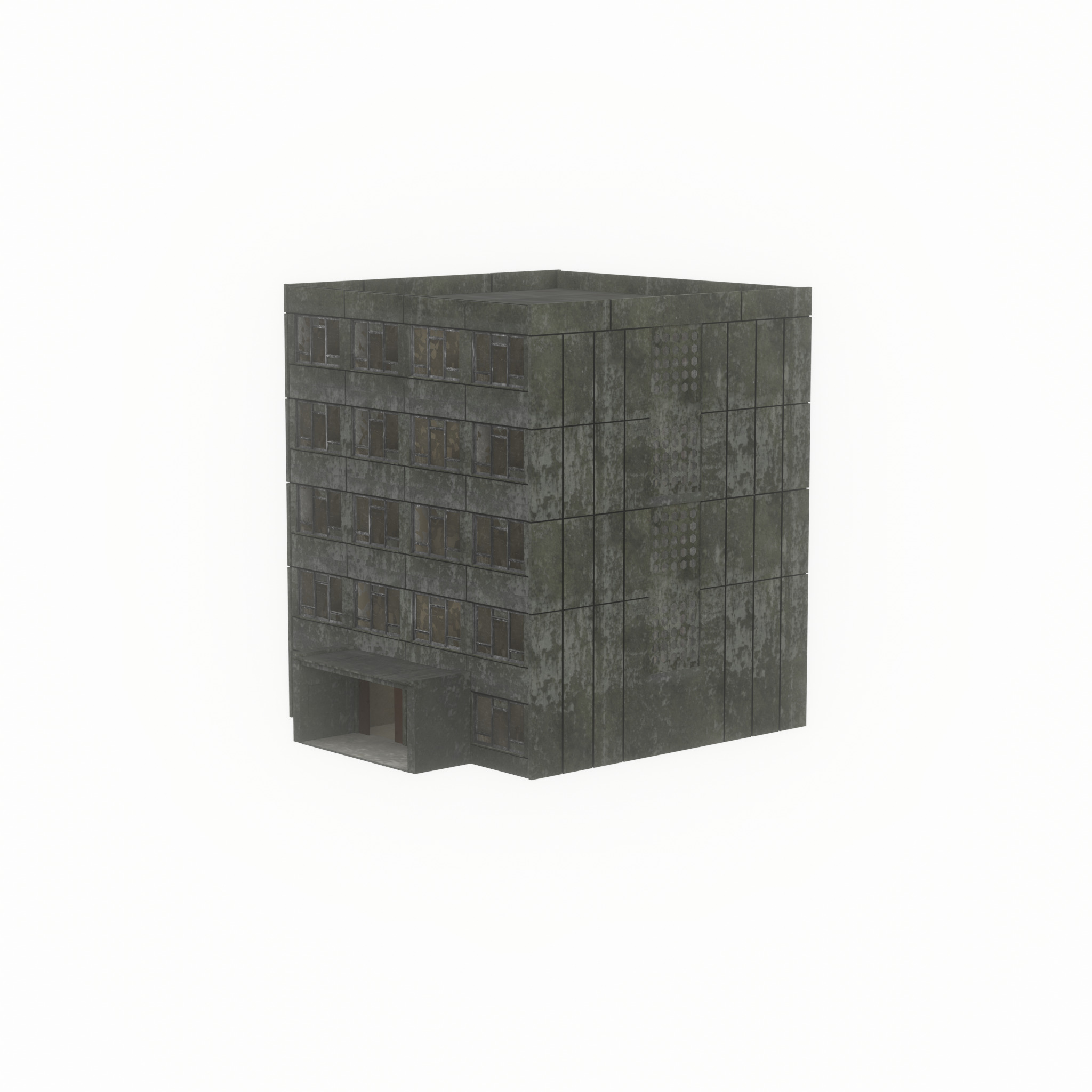 Old military barrack version 1 ruin 6 Low-poly 3D model_40
