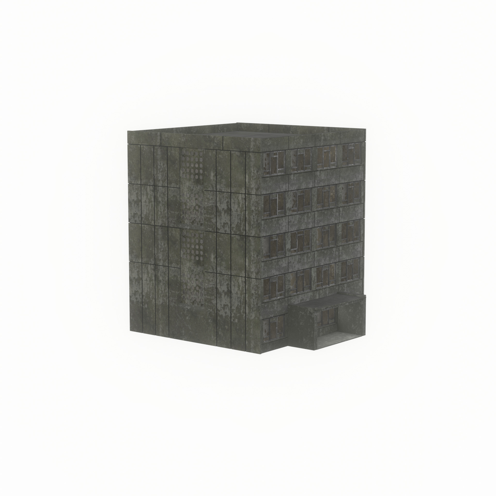 Old military barrack version 1 ruin 6 Low-poly 3D model_31