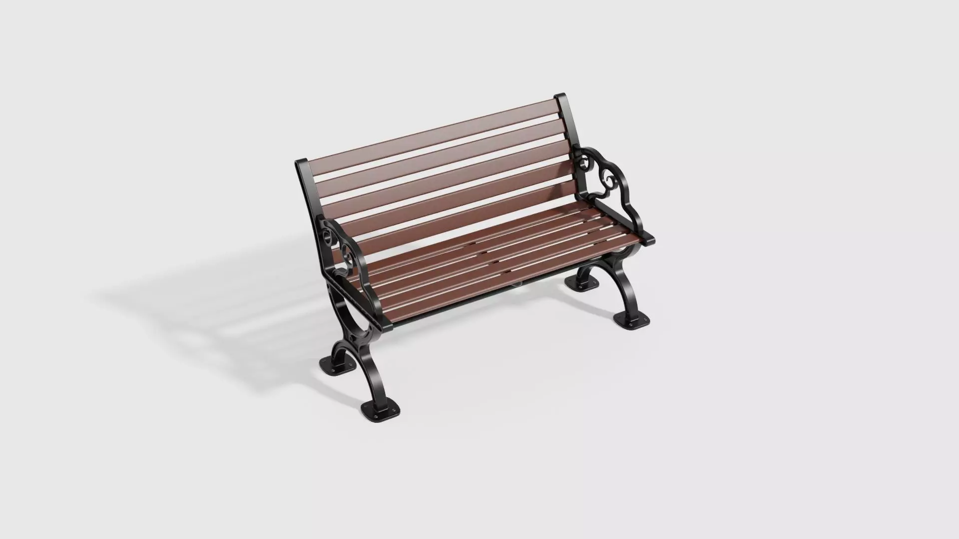 Wooden Park Bench Low-poly 3D model