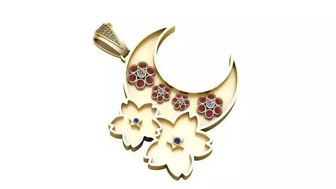 PRECIOUS HALF MOON PENDANT 3D PRINTABLE MODEL 3D print model