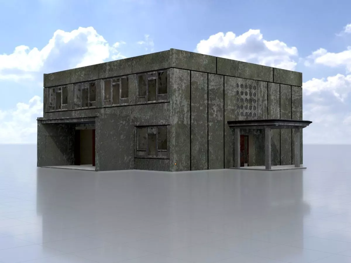 Old military barrack version 1 ruin 8 Low-poly 3D model