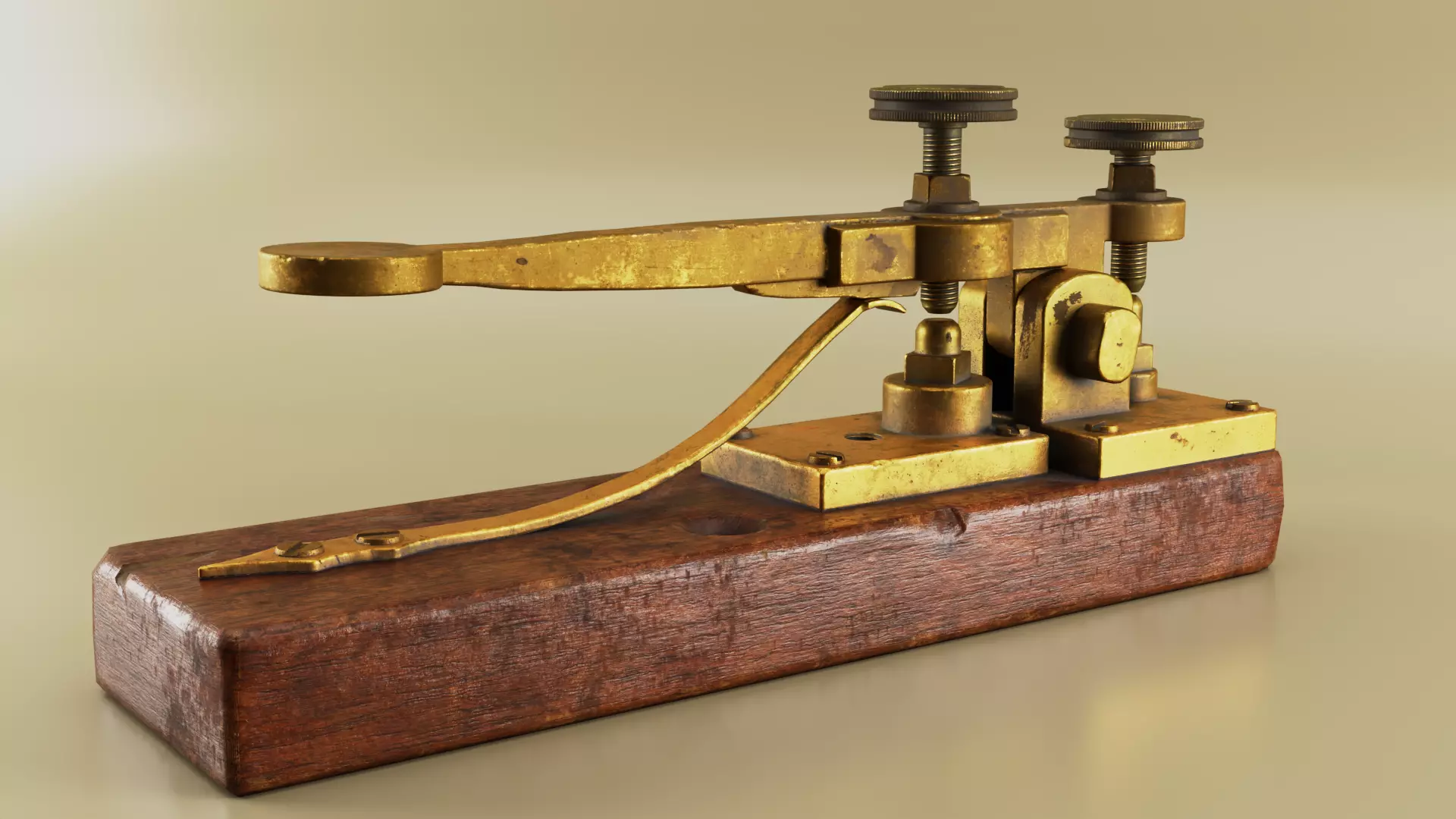 Antique Telegraph Key Mid-Poly 3D Model Low-poly 3D model_0