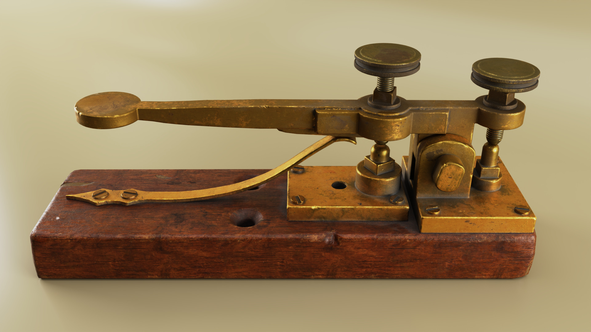 Antique Telegraph Key Mid-Poly 3D Model Low-poly 3D model_8