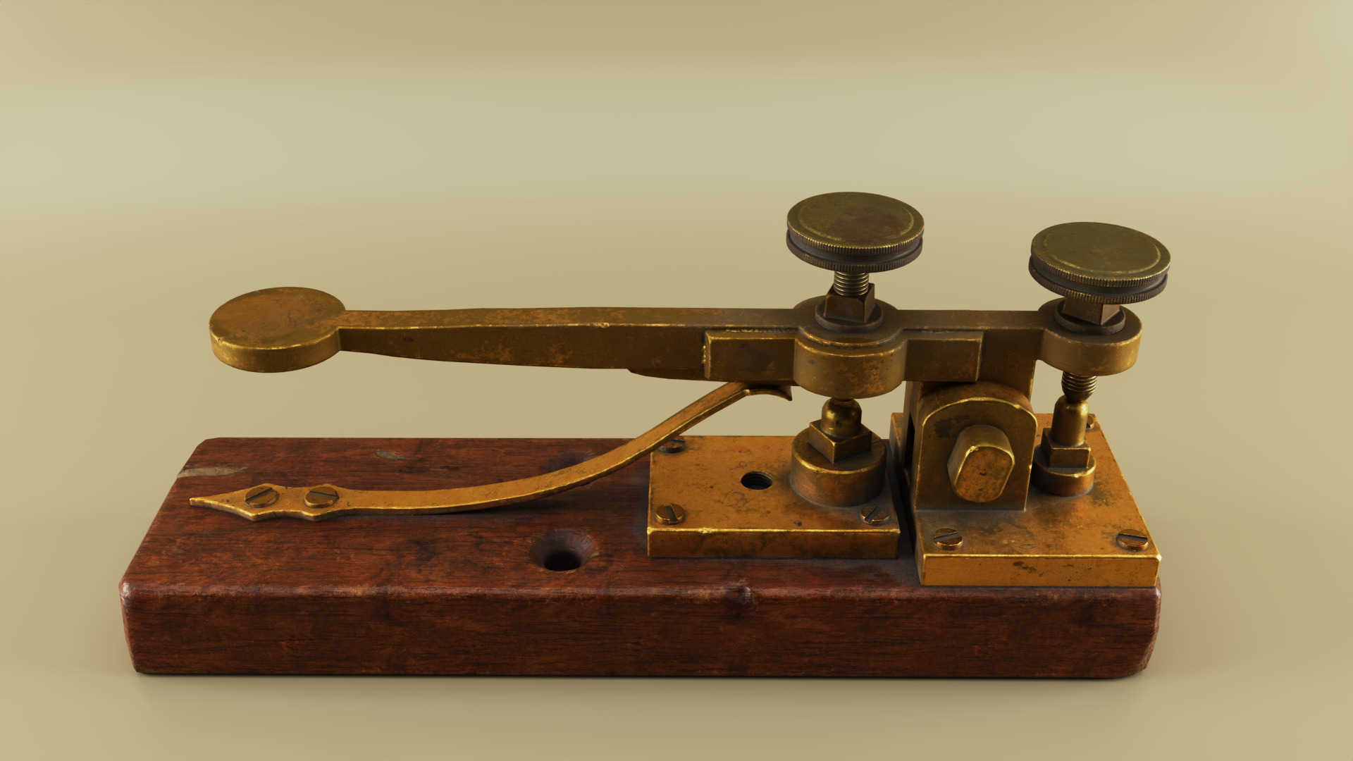 Antique Telegraph Key Mid-Poly 3D Model Low-poly 3D model_6