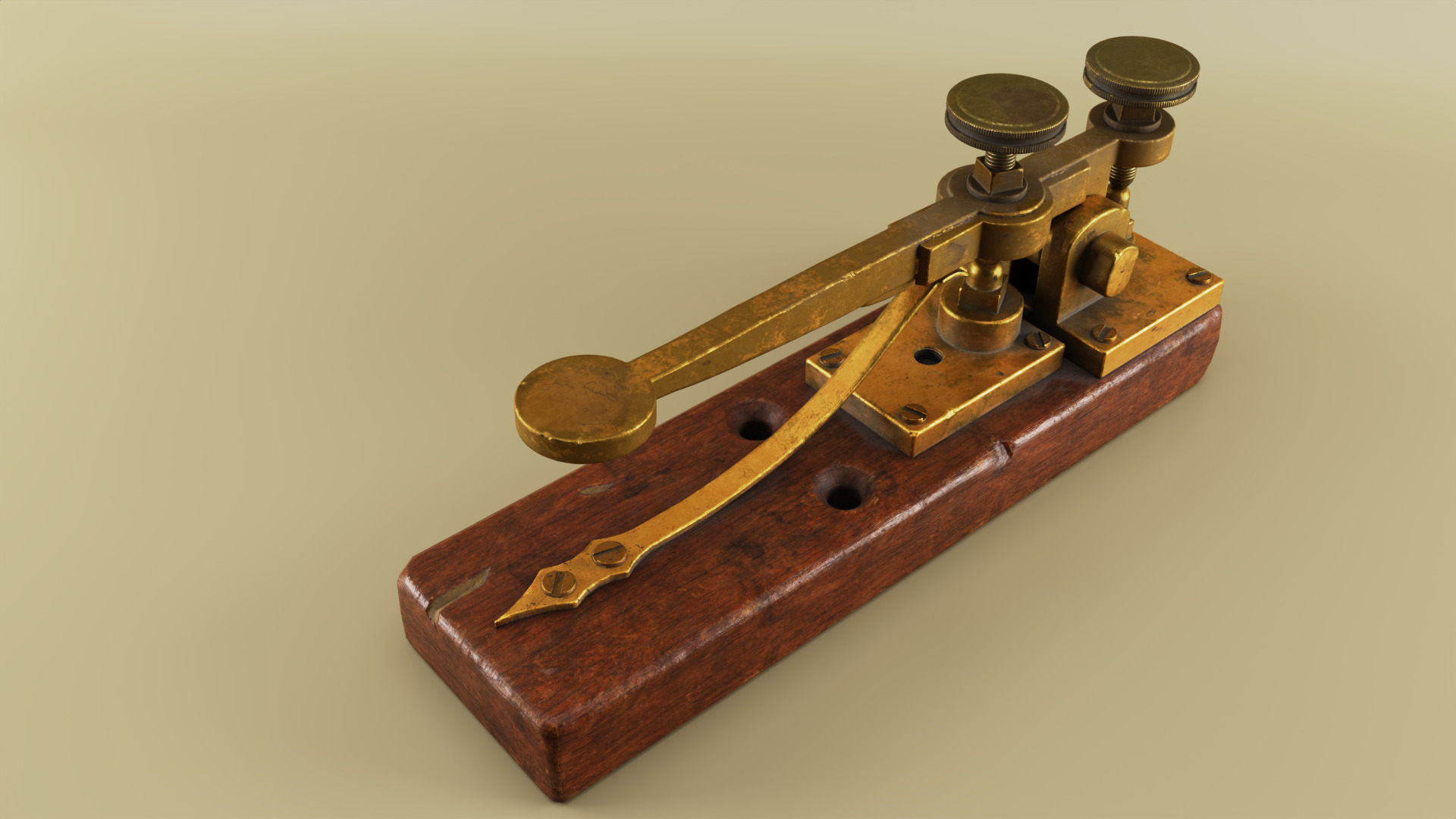 Antique Telegraph Key Mid-Poly 3D Model Low-poly 3D model_7