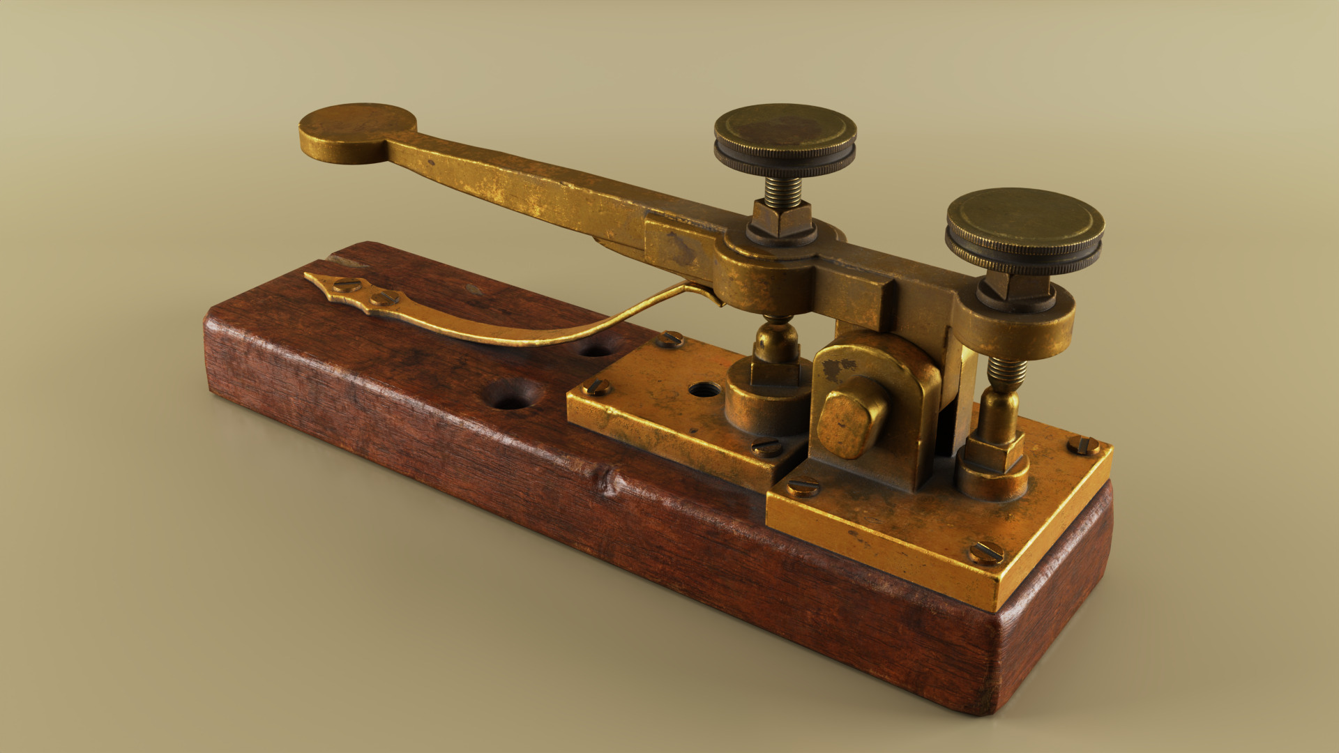 Antique Telegraph Key Mid-Poly 3D Model Low-poly 3D model_4