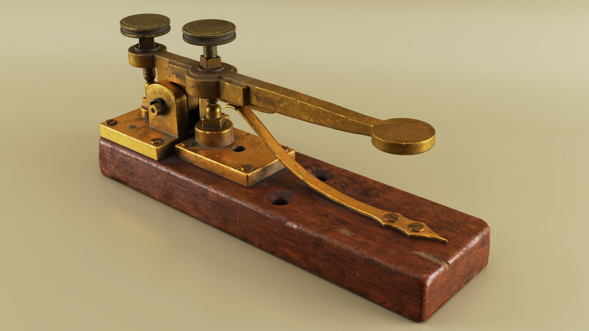 Antique Telegraph Key Mid-Poly 3D Model Low-poly 3D model_2
