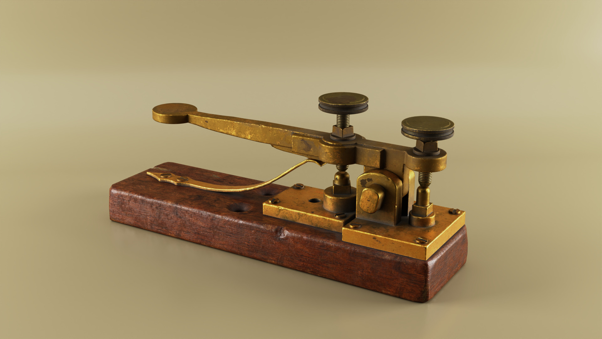 Antique Telegraph Key Mid-Poly 3D Model Low-poly 3D model_3