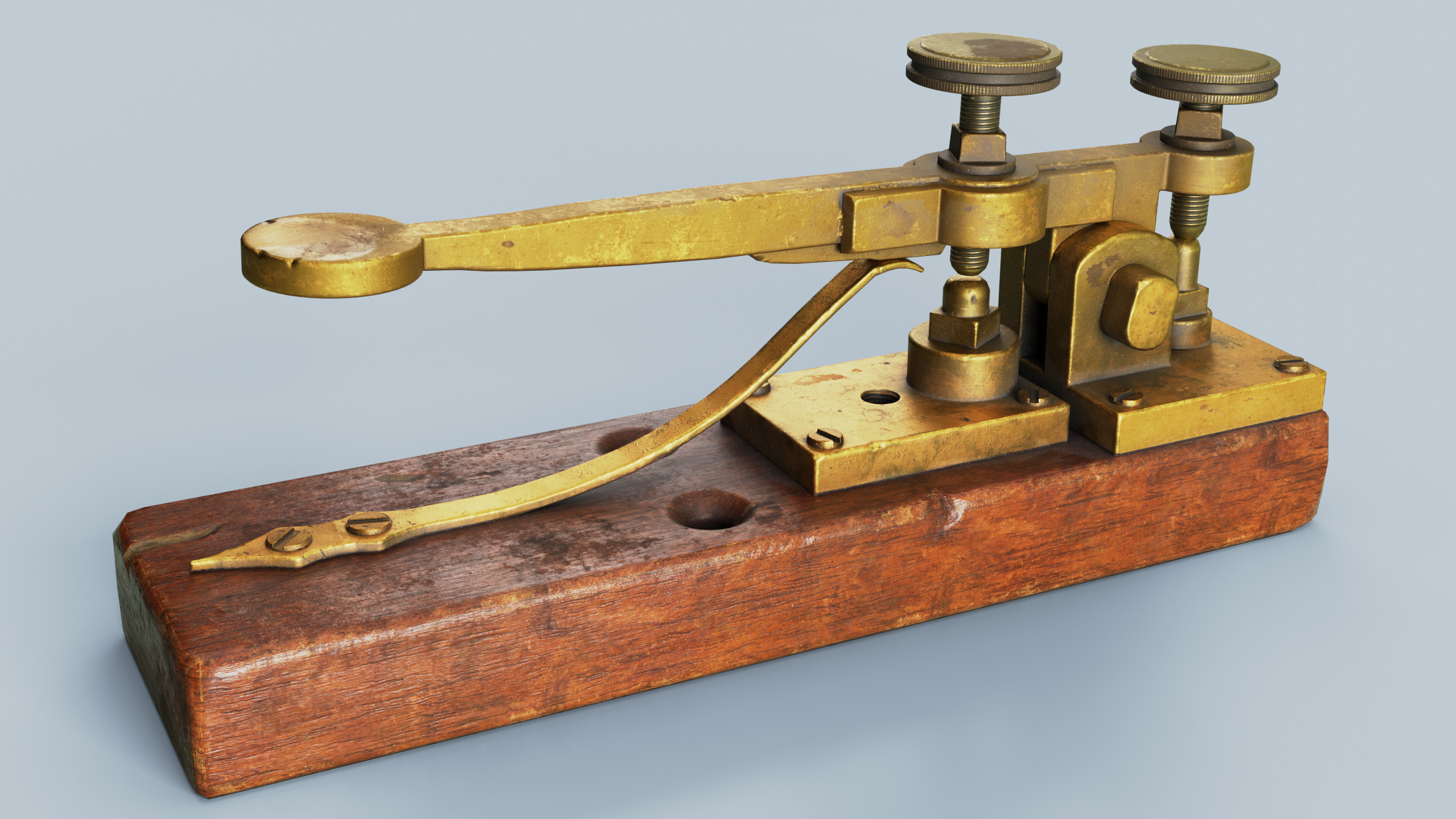 Antique Telegraph Key Mid-Poly 3D Model Low-poly 3D model_17