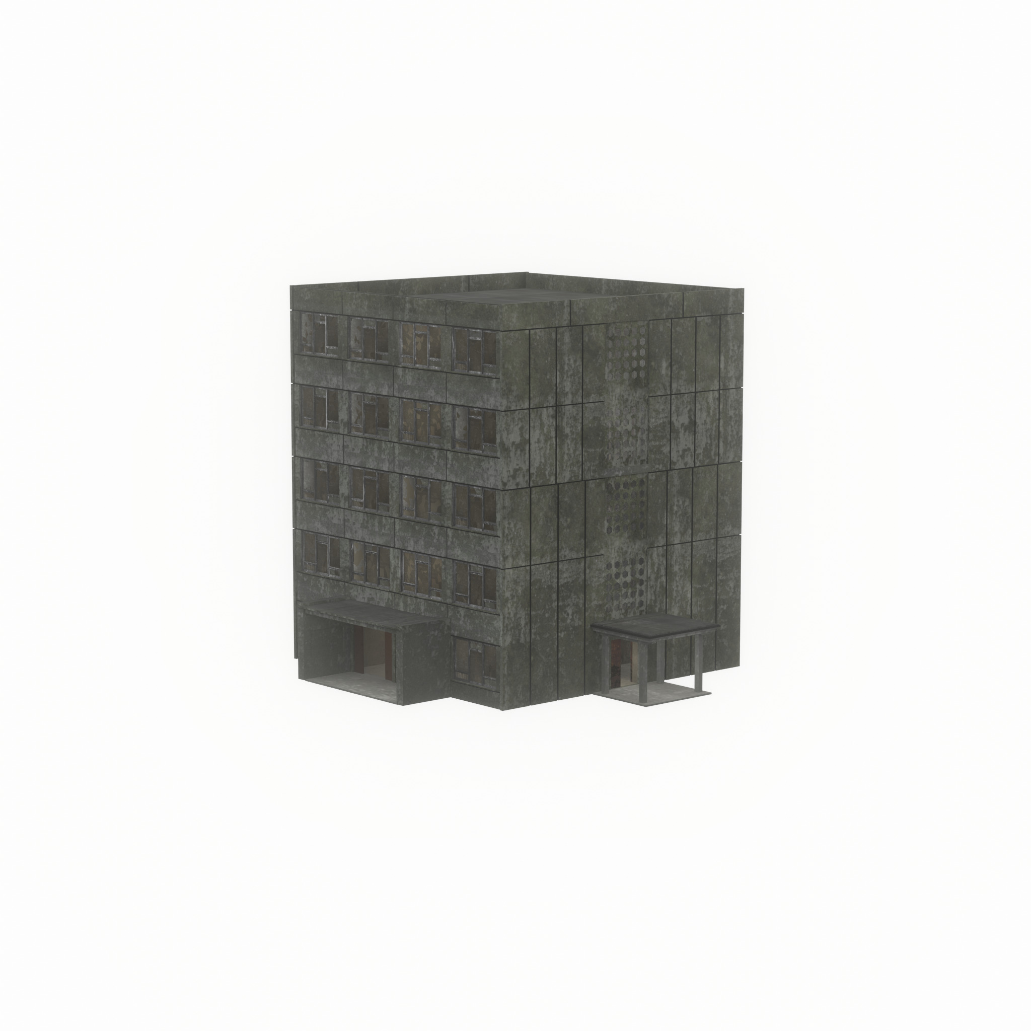 Old military barrack version 1 ruin 9 Low-poly 3D model_34