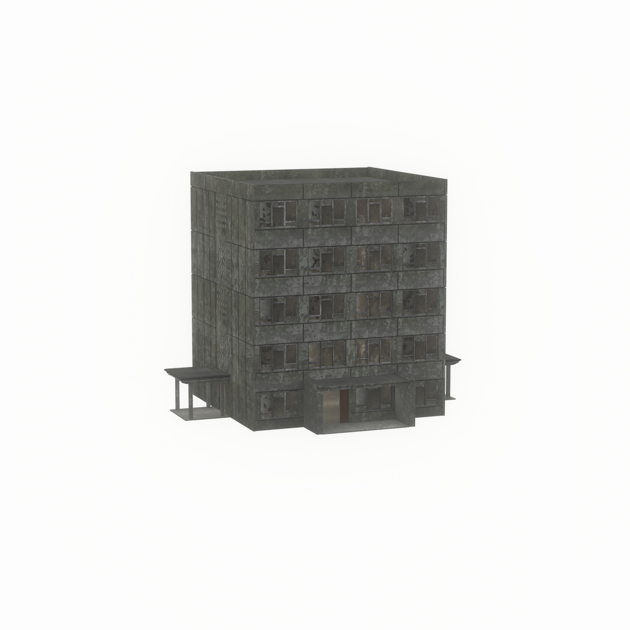 Old military barrack version 1 ruin 9 Low-poly 3D model_22