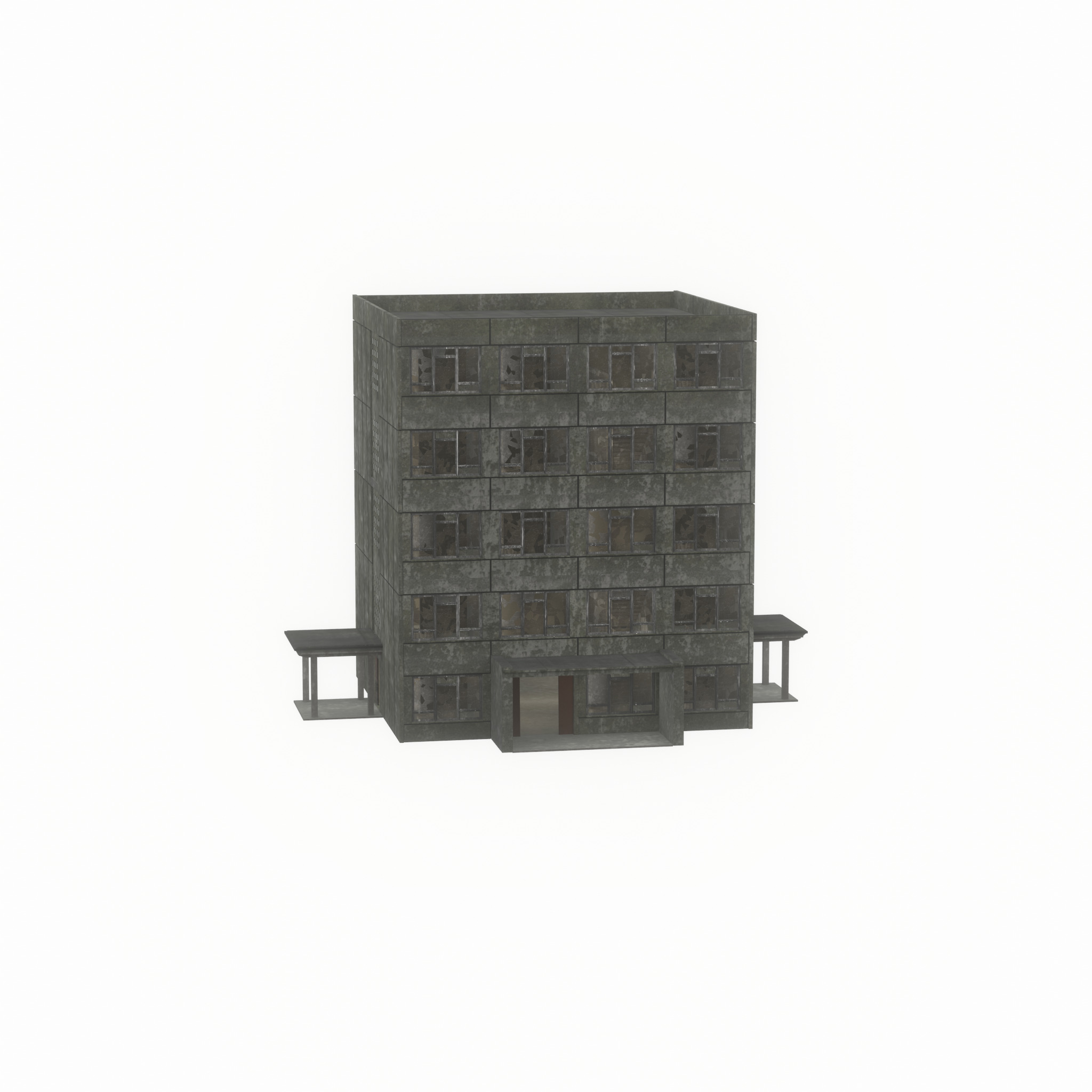 Old military barrack version 1 ruin 9 Low-poly 3D model_33