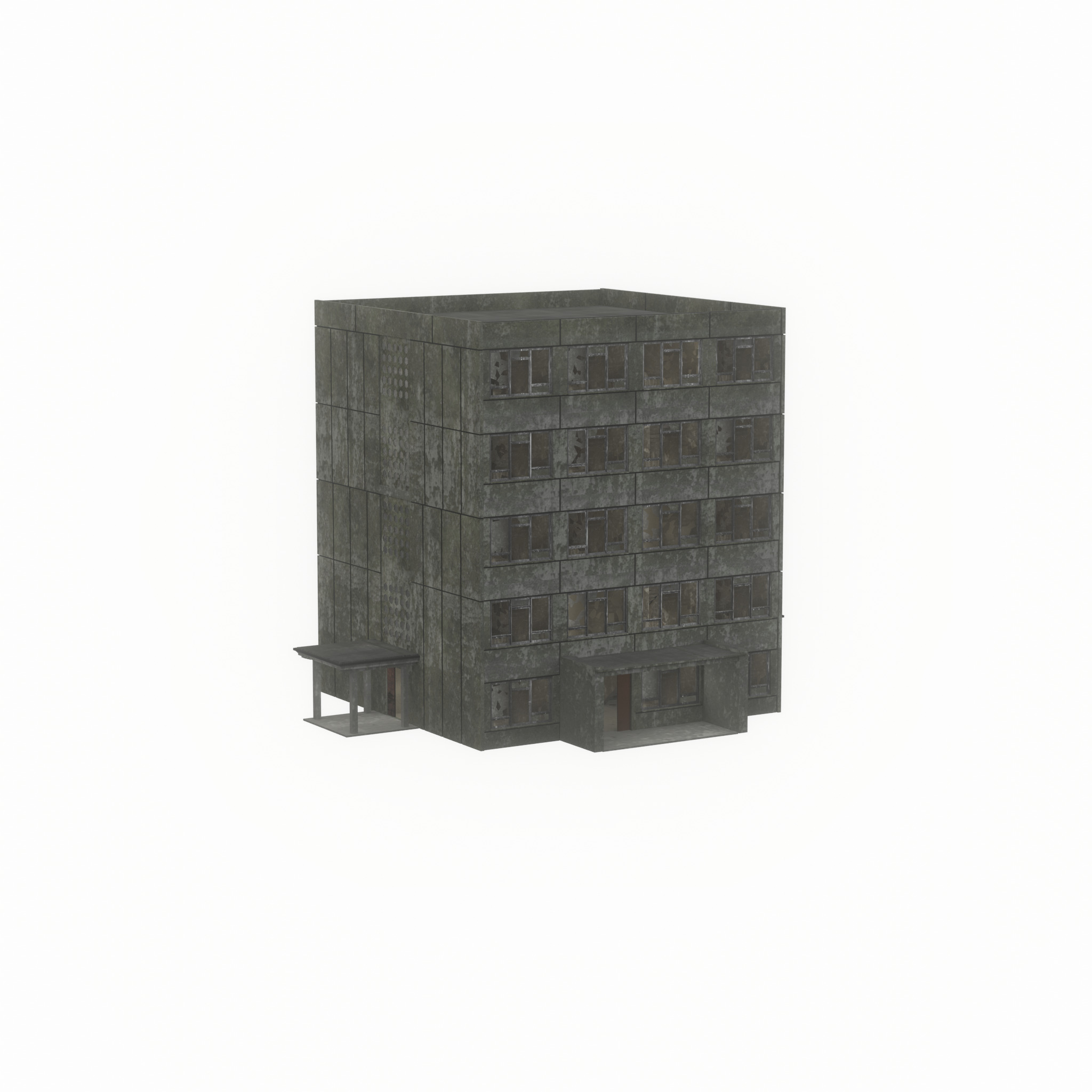 Old military barrack version 1 ruin 9 Low-poly 3D model_51