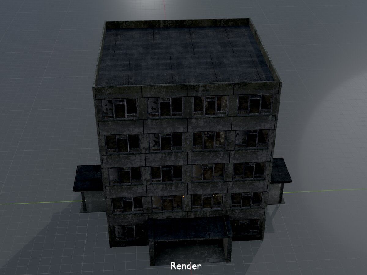 Old military barrack version 1 ruin 9 Low-poly 3D model_17