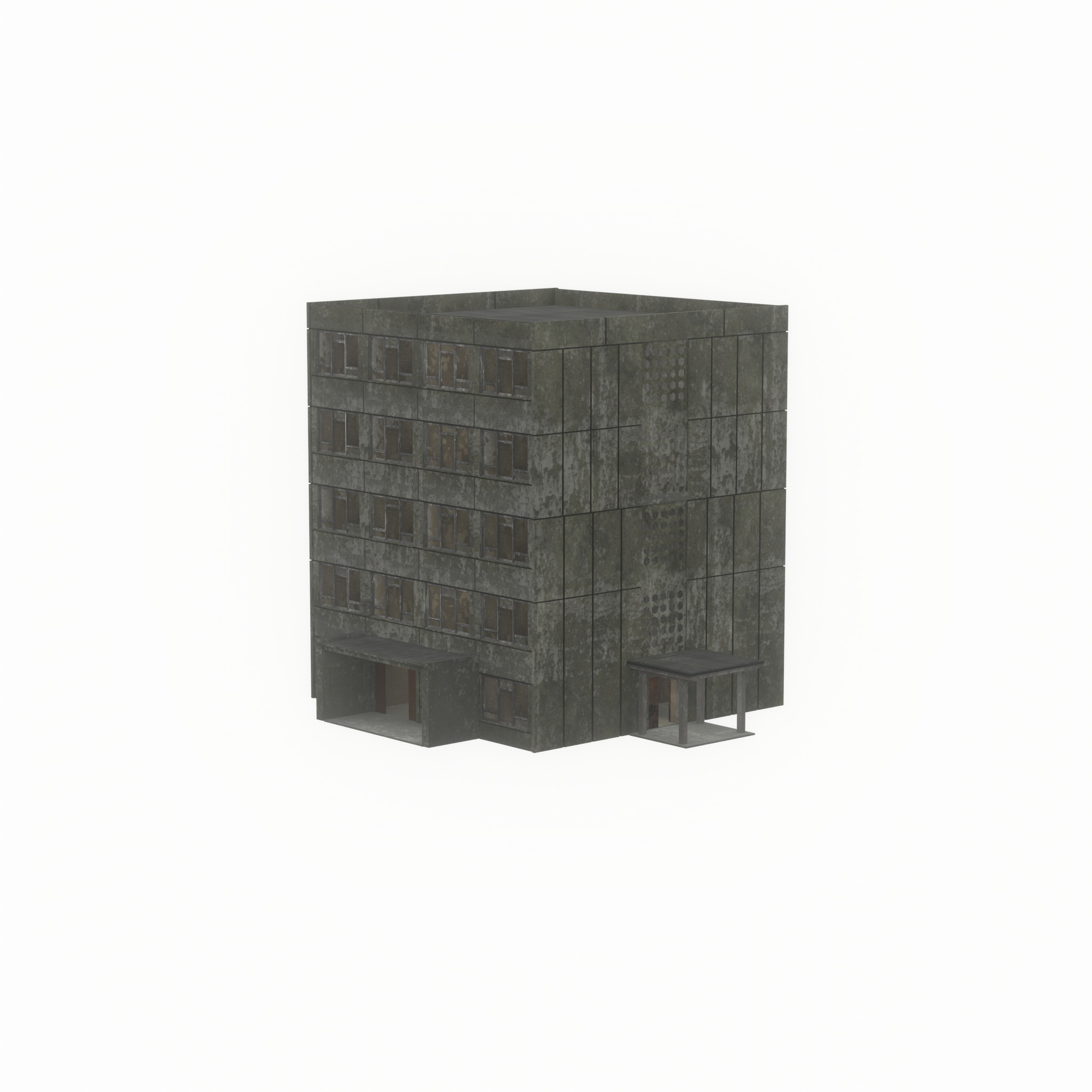 Old military barrack version 1 ruin 9 Low-poly 3D model_27