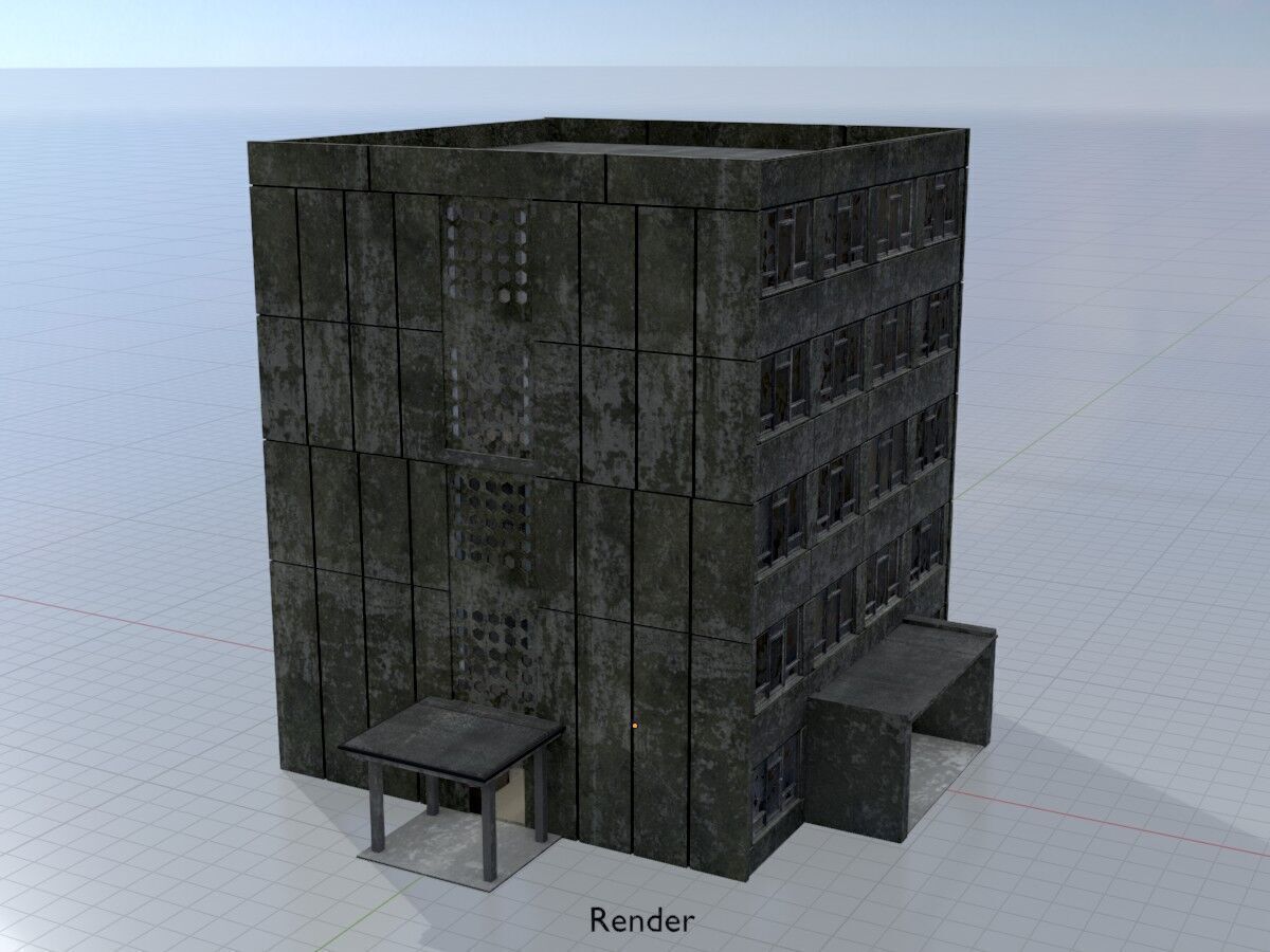 Old military barrack version 1 ruin 9 Low-poly 3D model_16