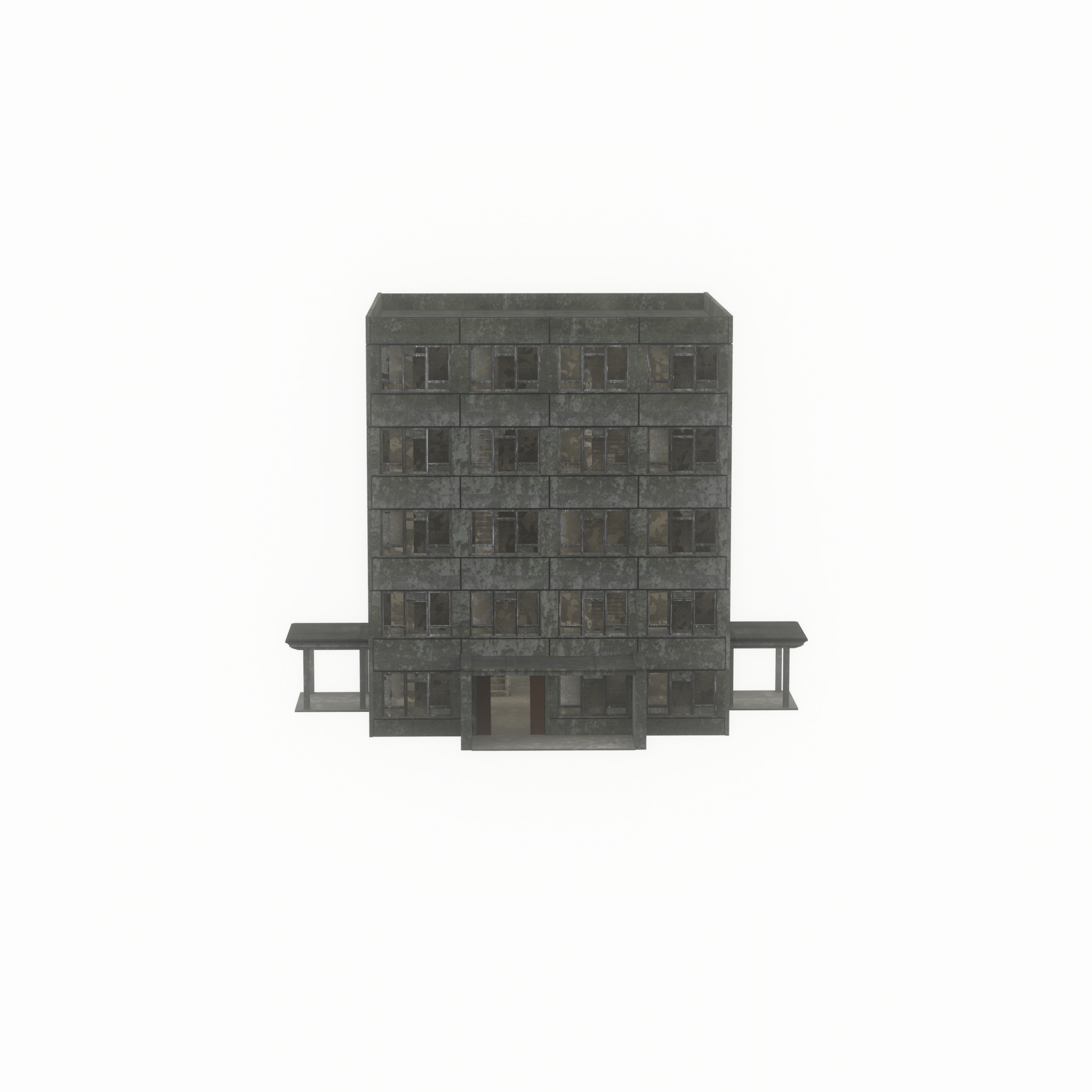 Old military barrack version 1 ruin 9 Low-poly 3D model_32