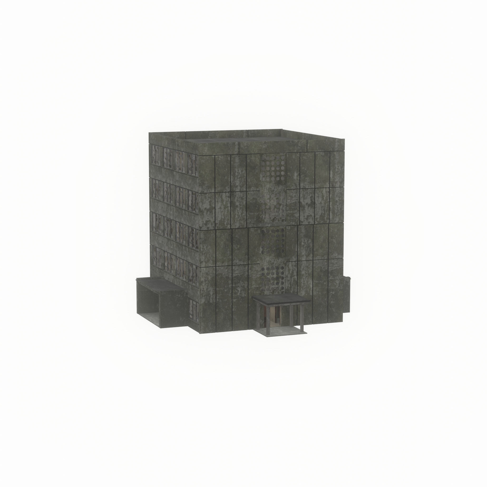 Old military barrack version 1 ruin 9 Low-poly 3D model_42