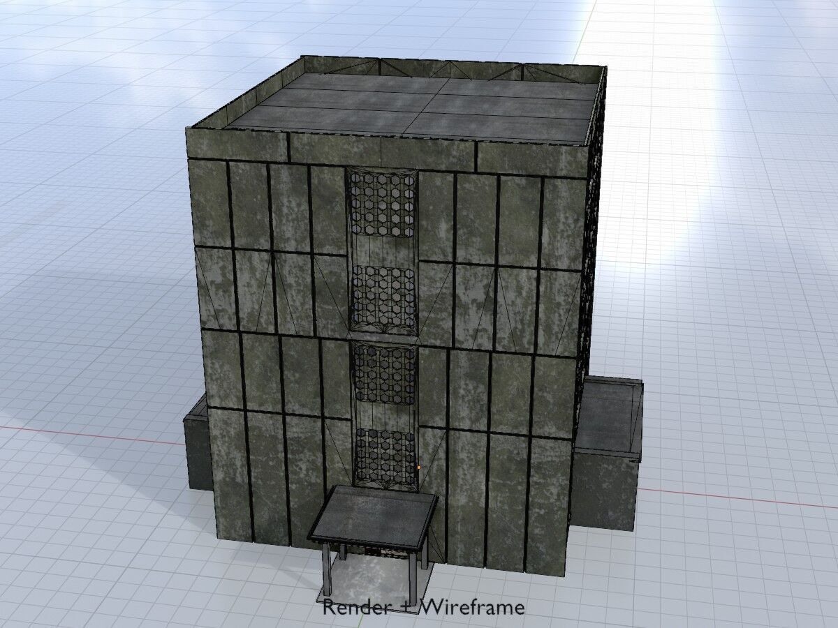 Old military barrack version 1 ruin 9 Low-poly 3D model_6