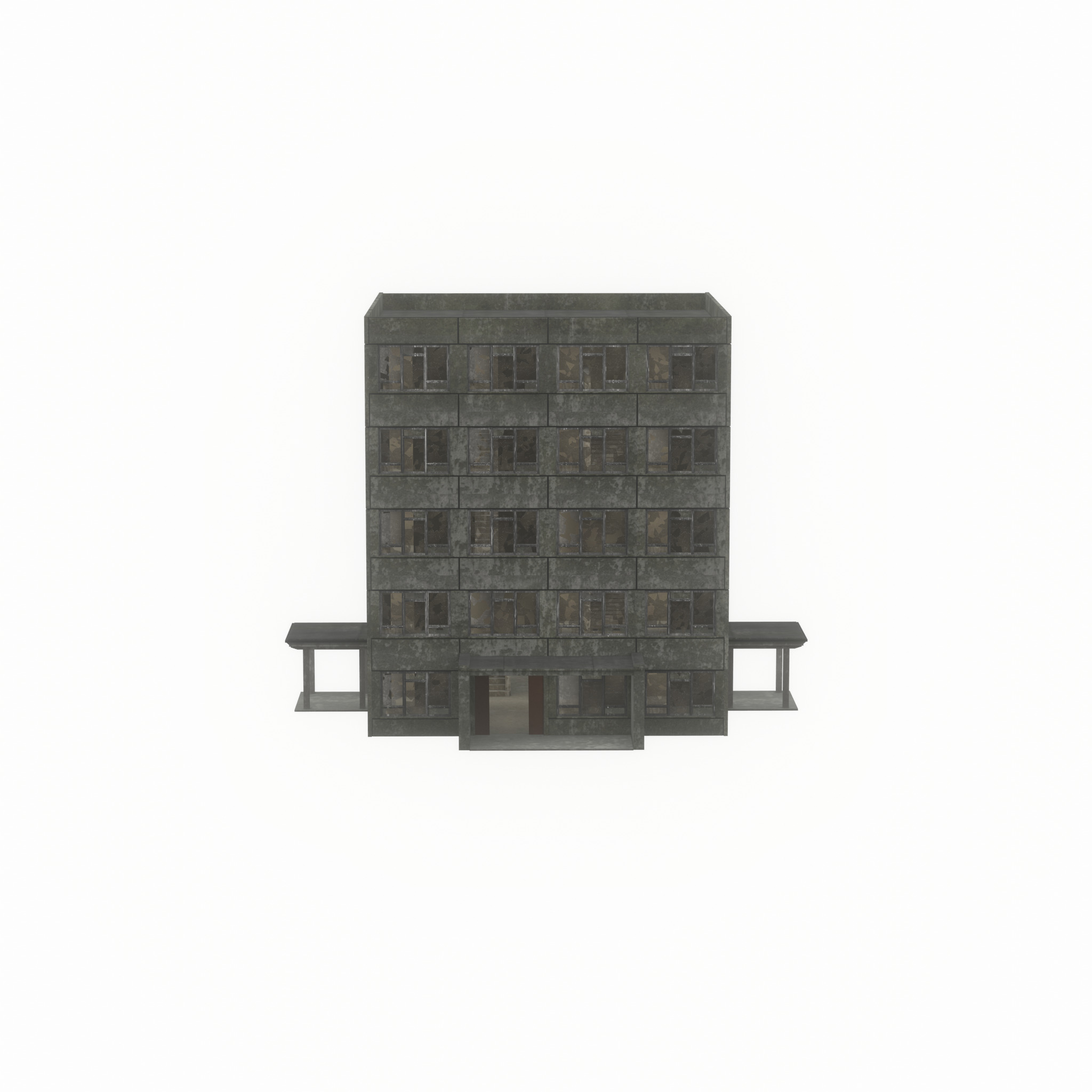 Old military barrack version 1 ruin 9 Low-poly 3D model_38
