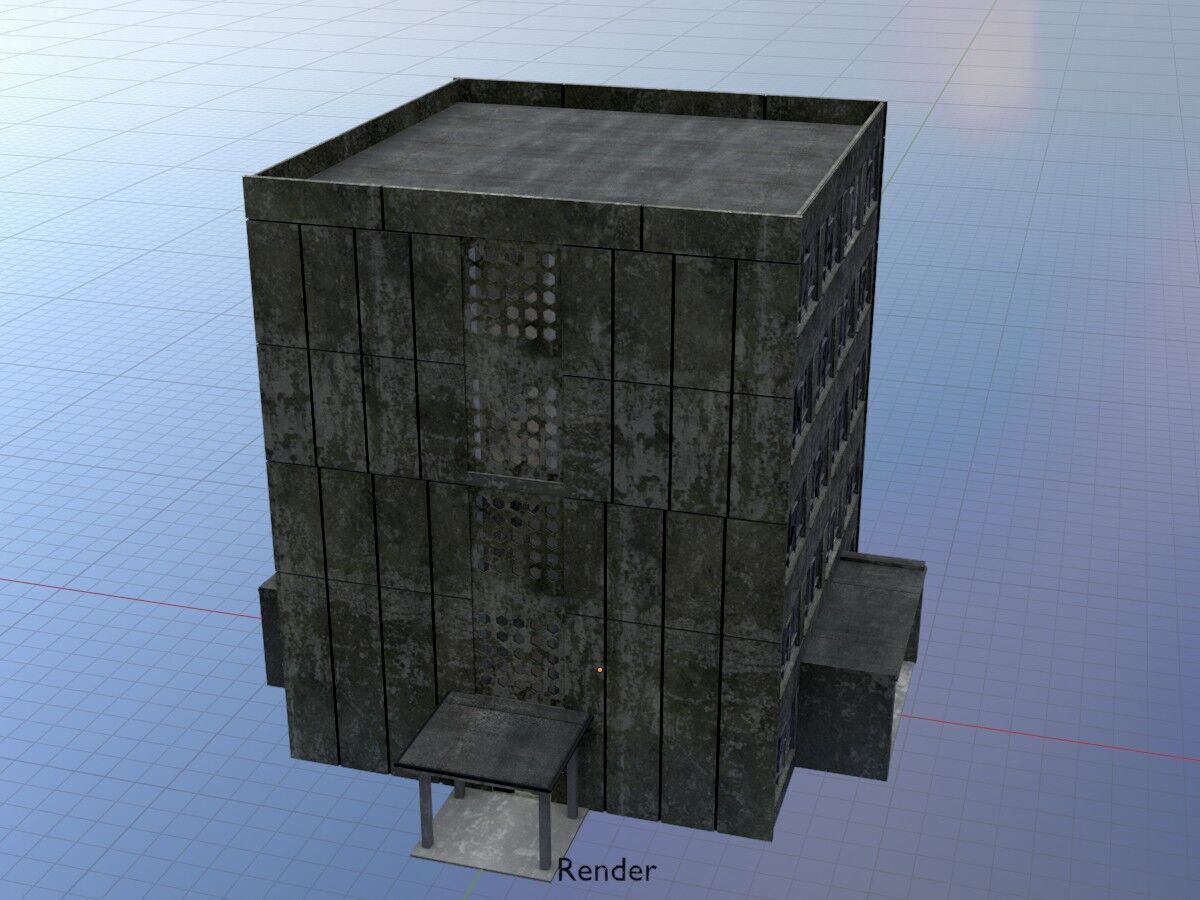 Old military barrack version 1 ruin 9 Low-poly 3D model_20