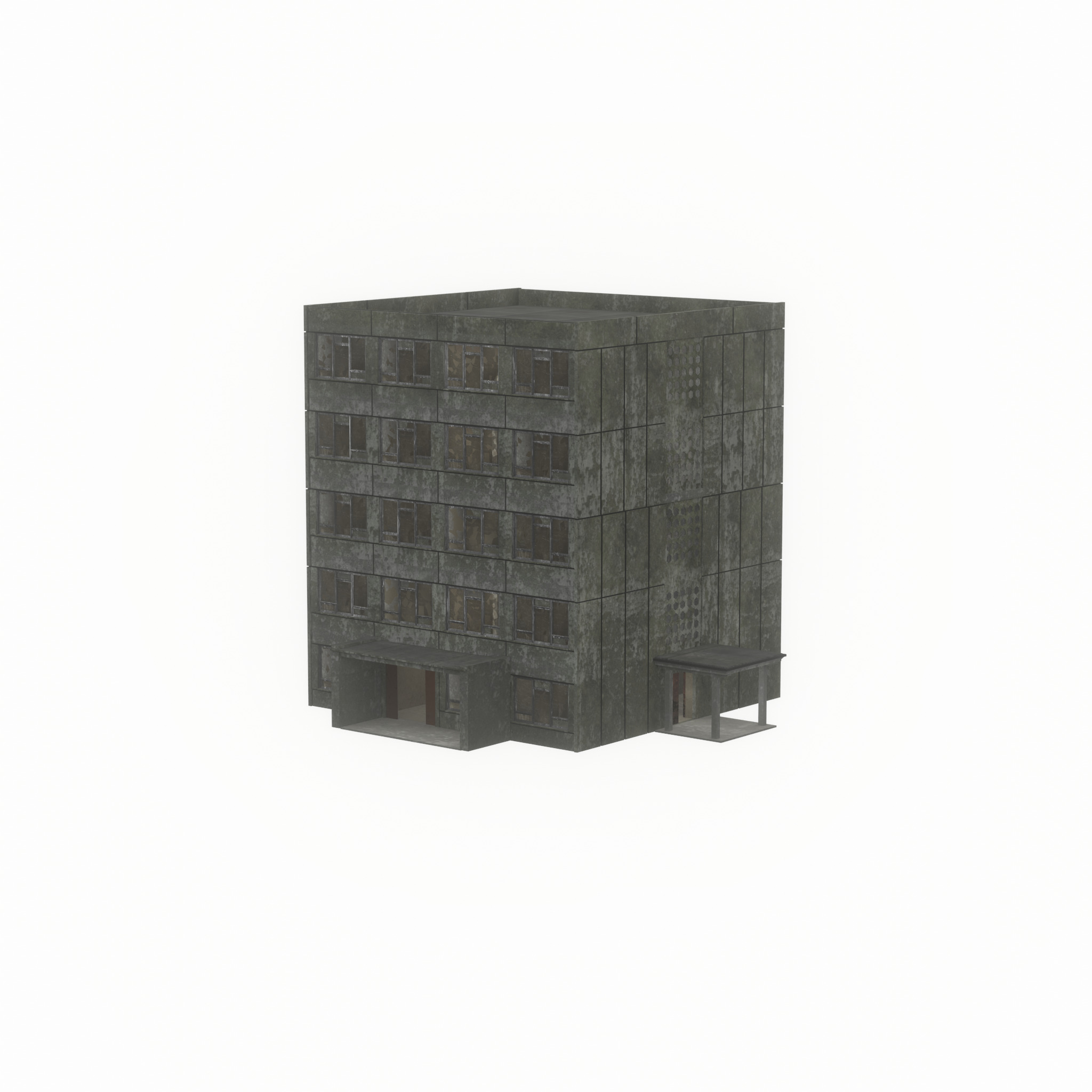 Old military barrack version 1 ruin 9 Low-poly 3D model_53