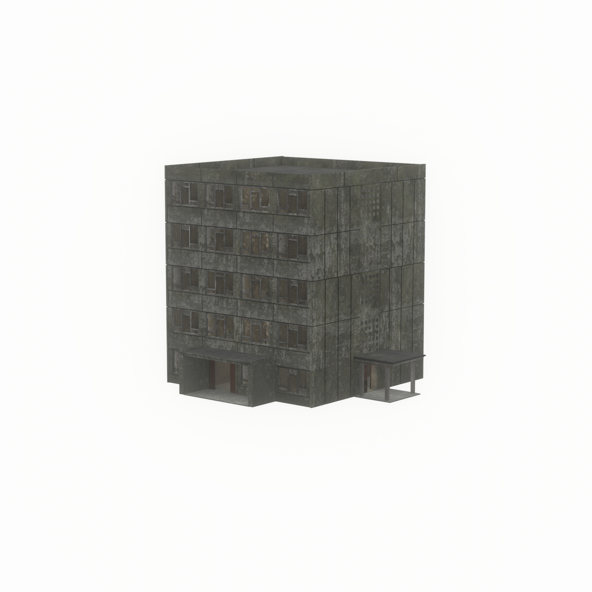 Old military barrack version 1 ruin 9 Low-poly 3D model_54