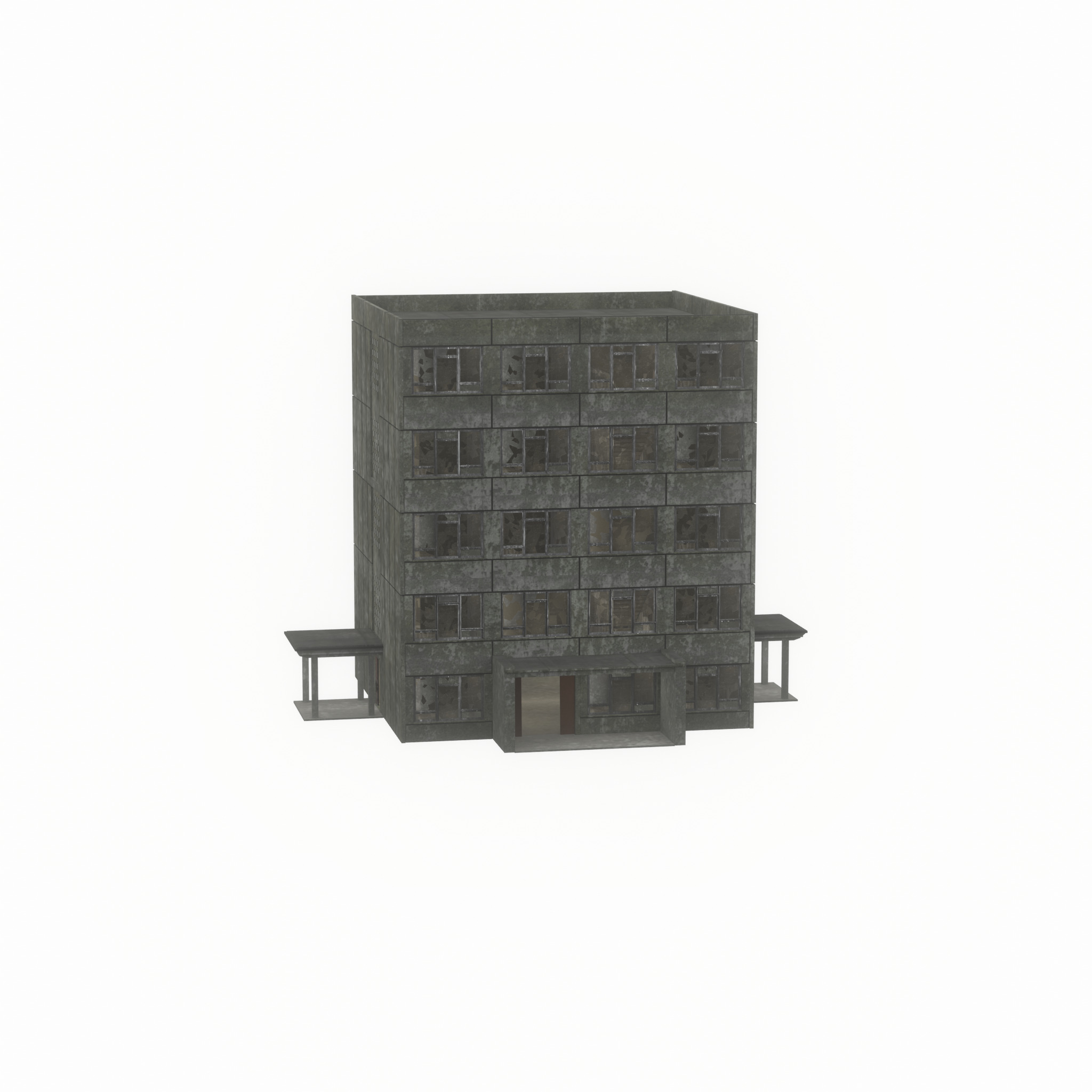 Old military barrack version 1 ruin 9 Low-poly 3D model_37