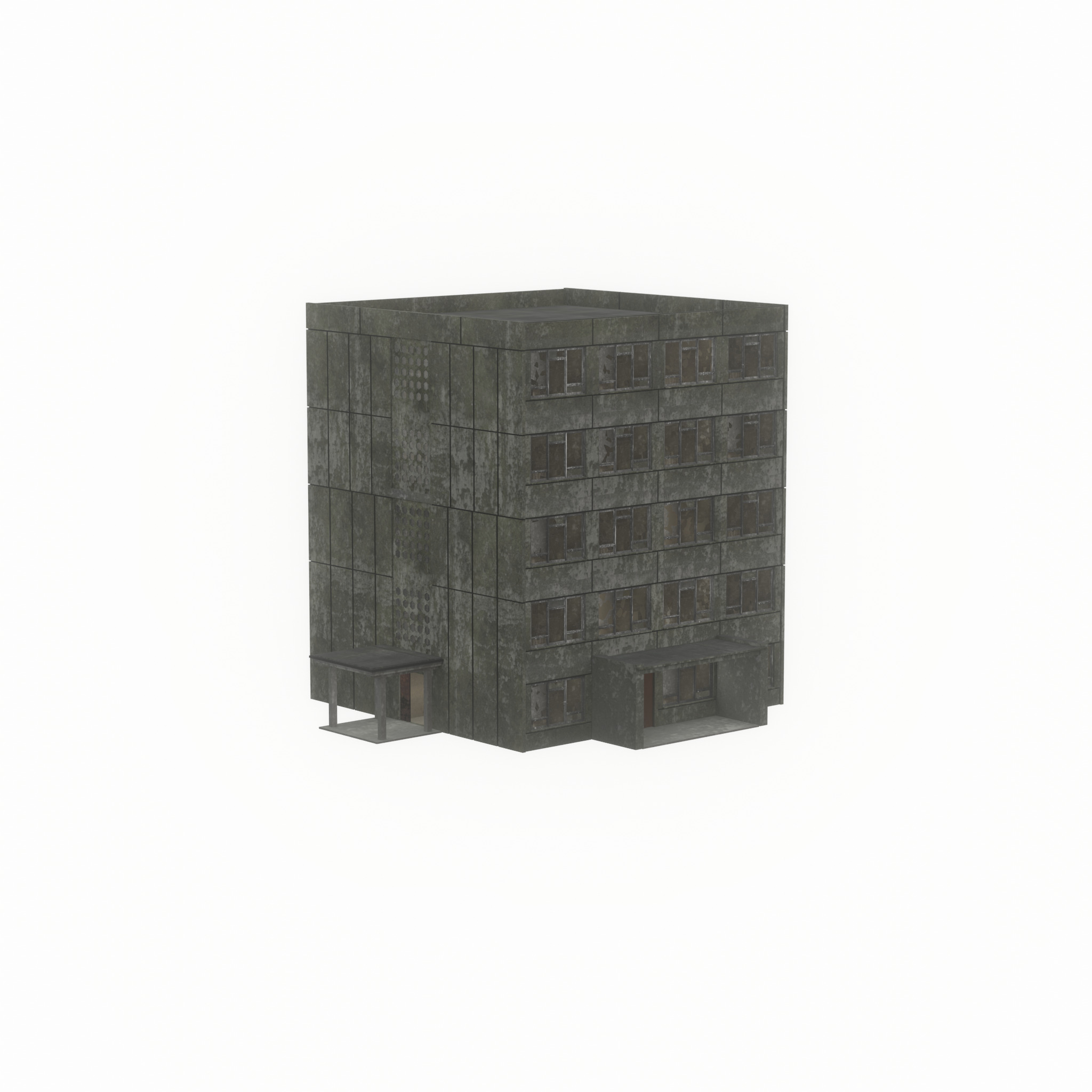 Old military barrack version 1 ruin 9 Low-poly 3D model_57