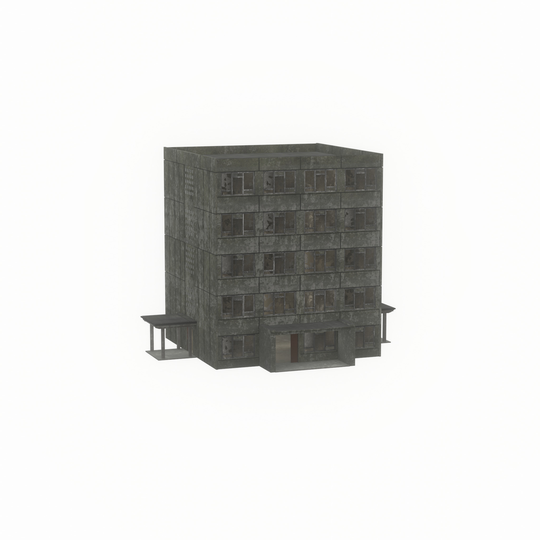 Old military barrack version 1 ruin 9 Low-poly 3D model_26