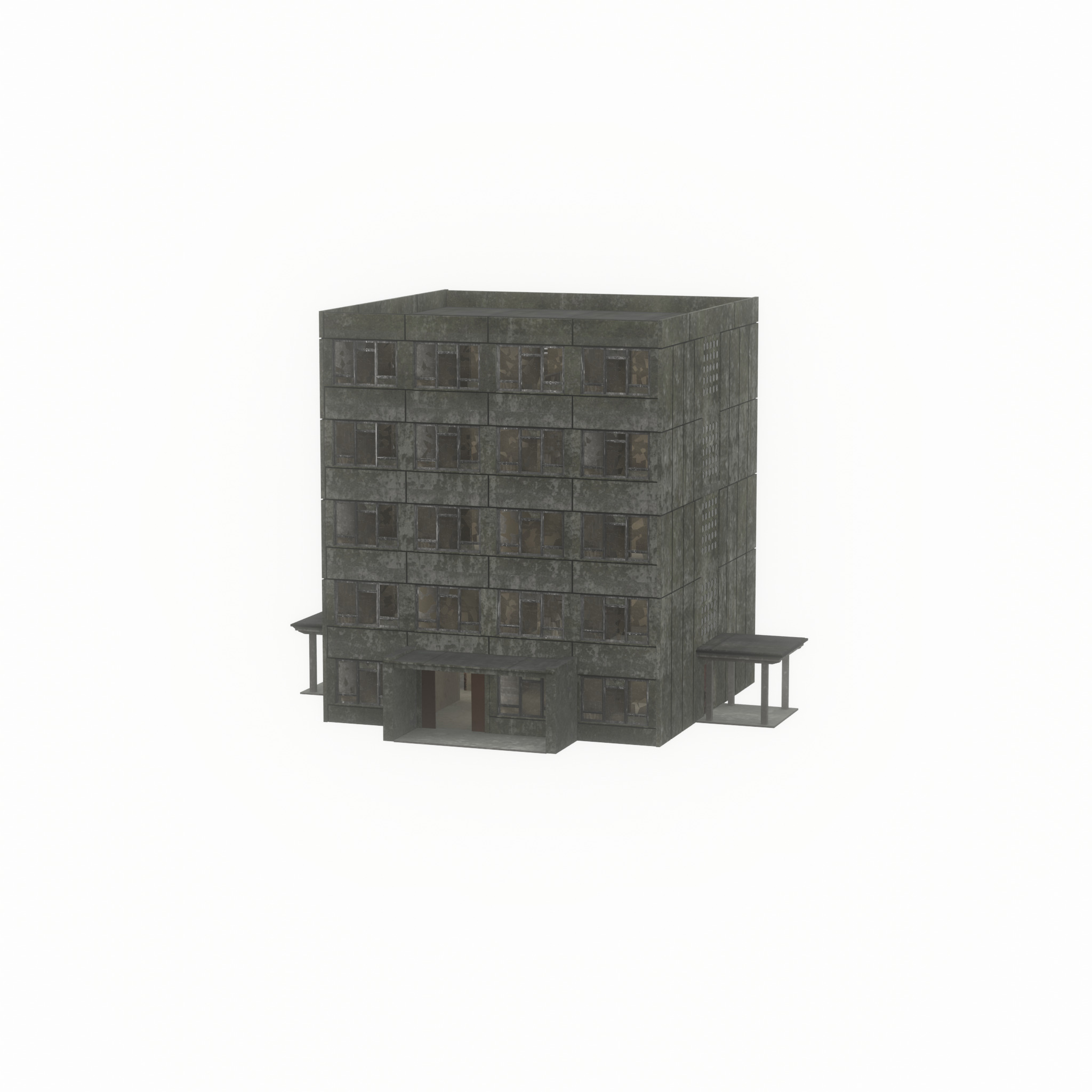 Old military barrack version 1 ruin 9 Low-poly 3D model_25