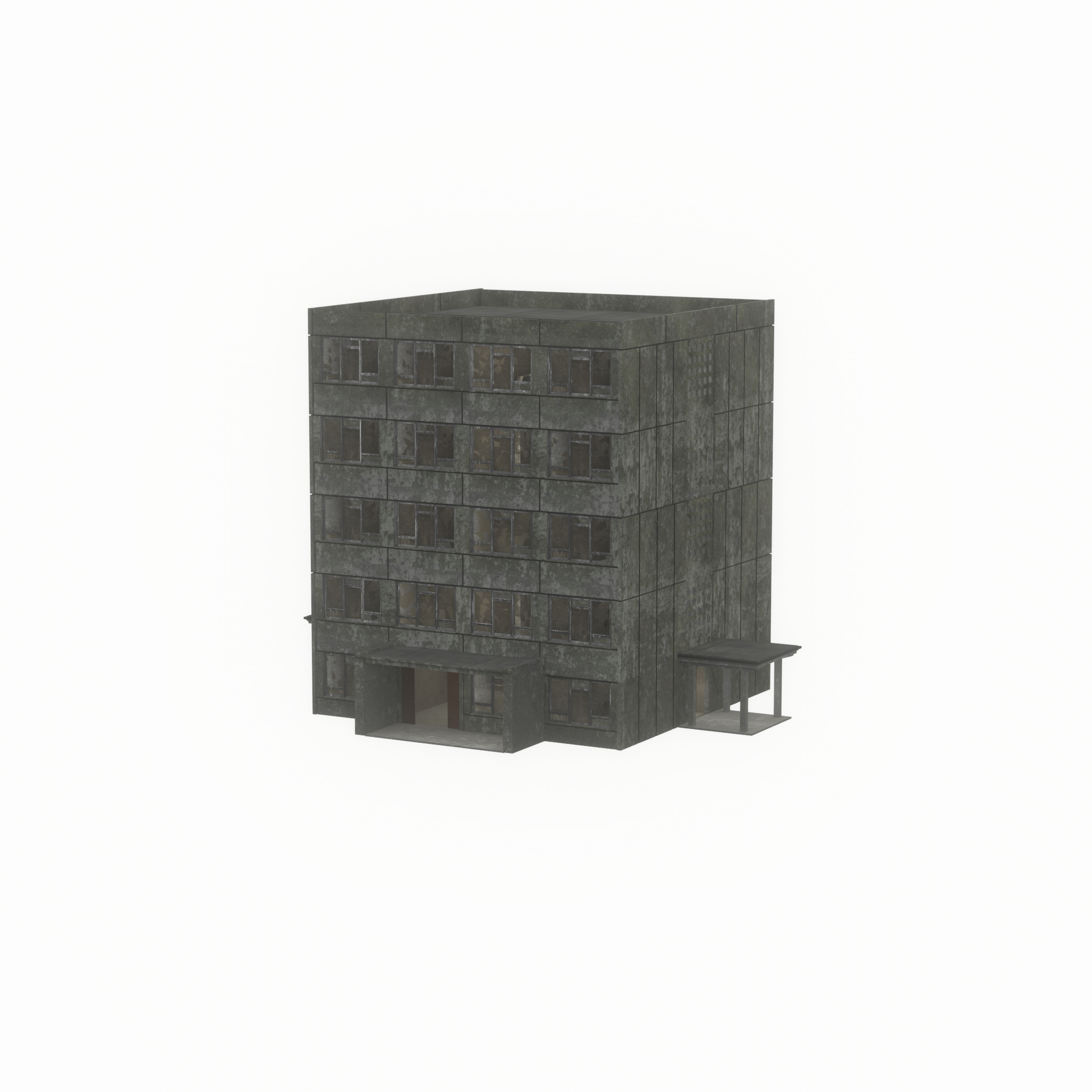 Old military barrack version 1 ruin 9 Low-poly 3D model_52