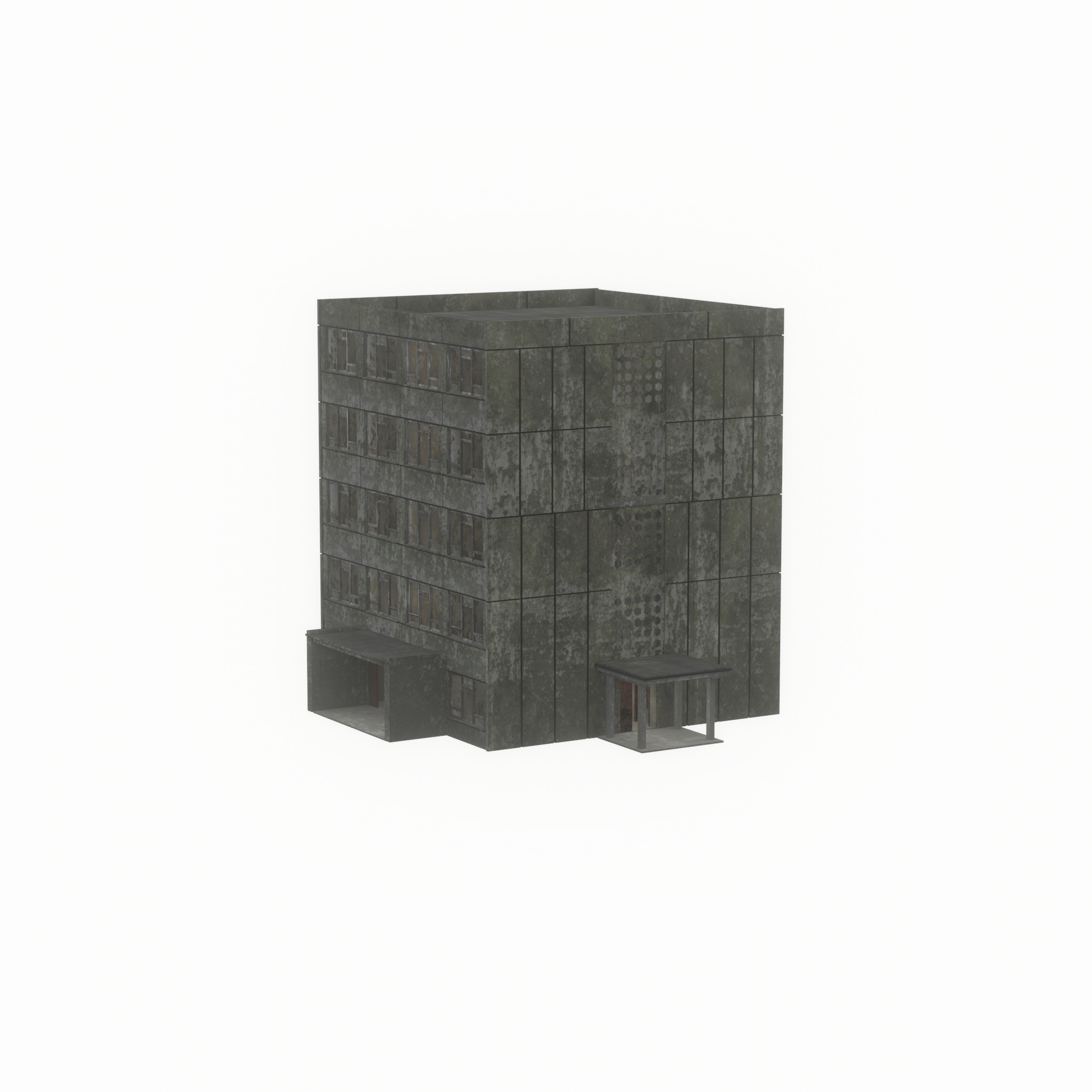 Old military barrack version 1 ruin 9 Low-poly 3D model_41