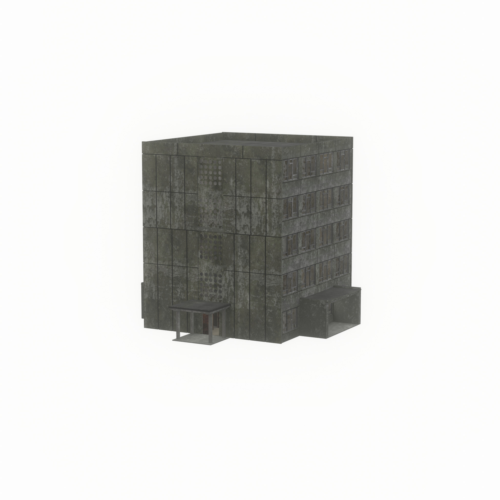 Old military barrack version 1 ruin 9 Low-poly 3D model_49