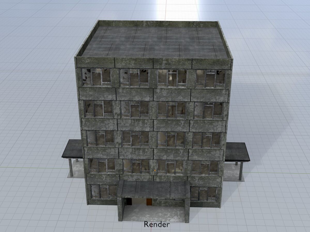 Old military barrack version 1 ruin 9 Low-poly 3D model_15