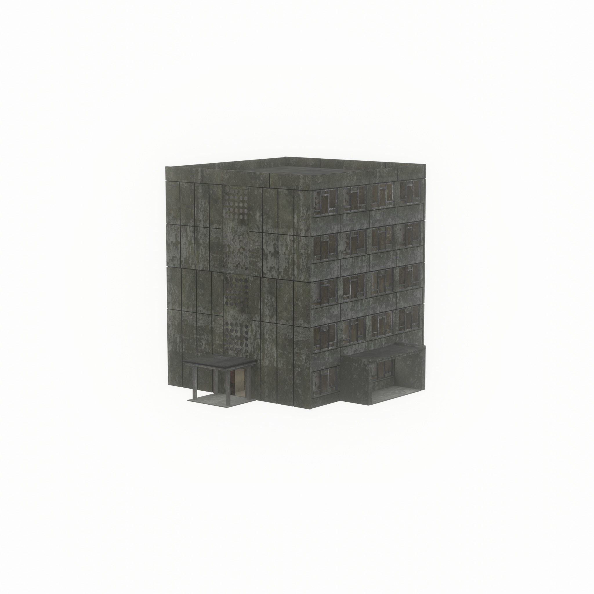 Old military barrack version 1 ruin 9 Low-poly 3D model_50
